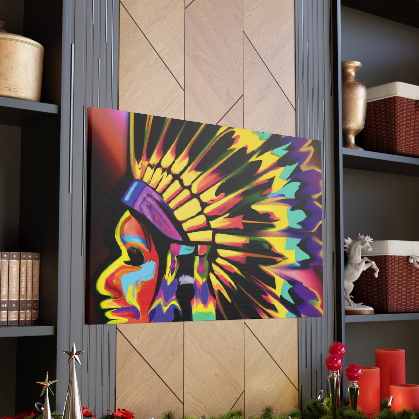 Big Chief Running Deer. - Native American Indian Canvas Wall Art