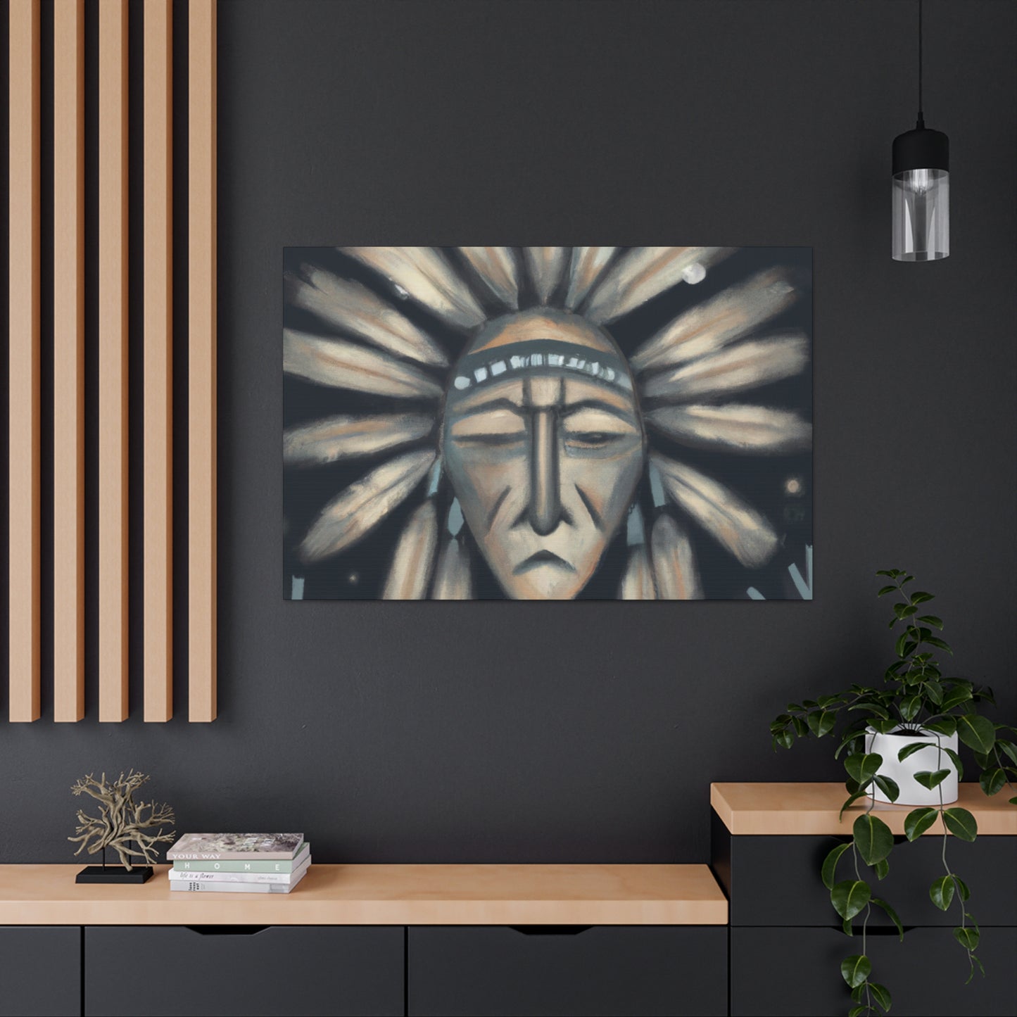 Chief Peacekeeper Running Wolf - Native American Indian Canvas Wall Art