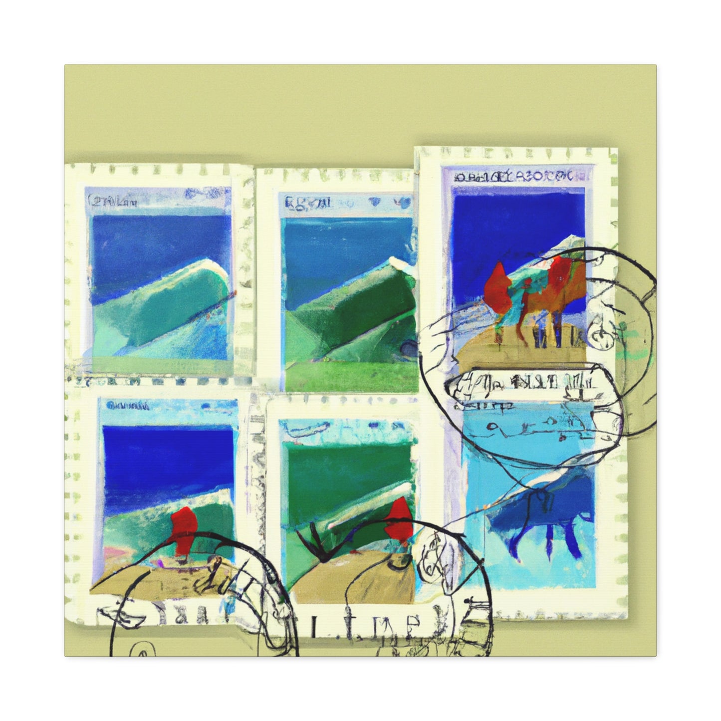 "Global Wonders" Stamps - Postage Stamp Collector Canvas Wall Art