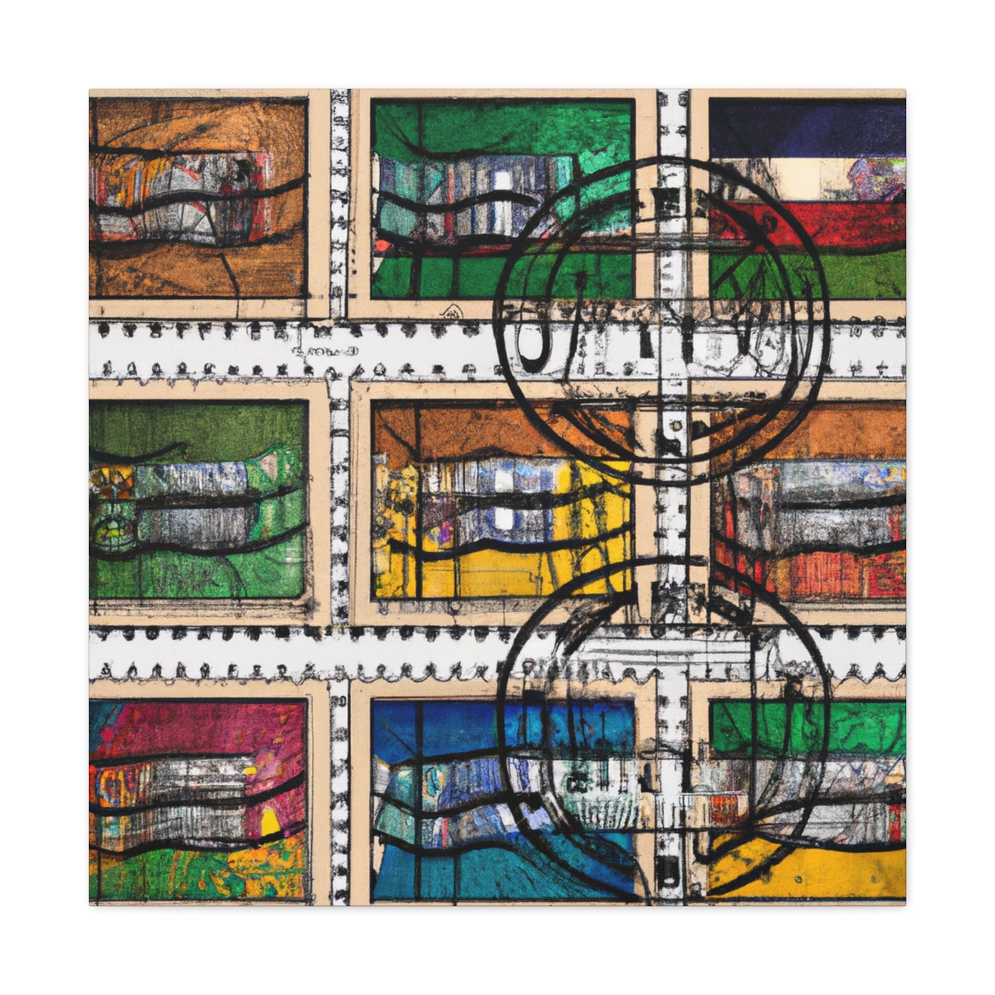 Global Wonders Commemorative Stamps - Postage Stamp Collector Canvas Wall Art