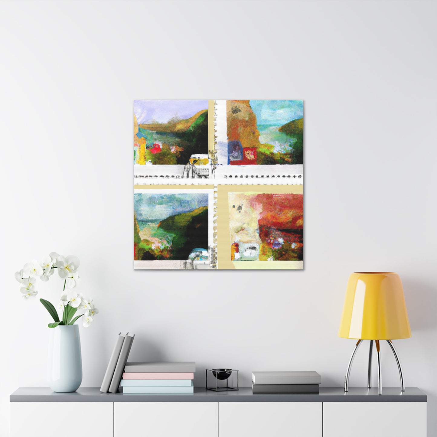 World Wonders Collection - Postage Stamp Collector Canvas Wall Art