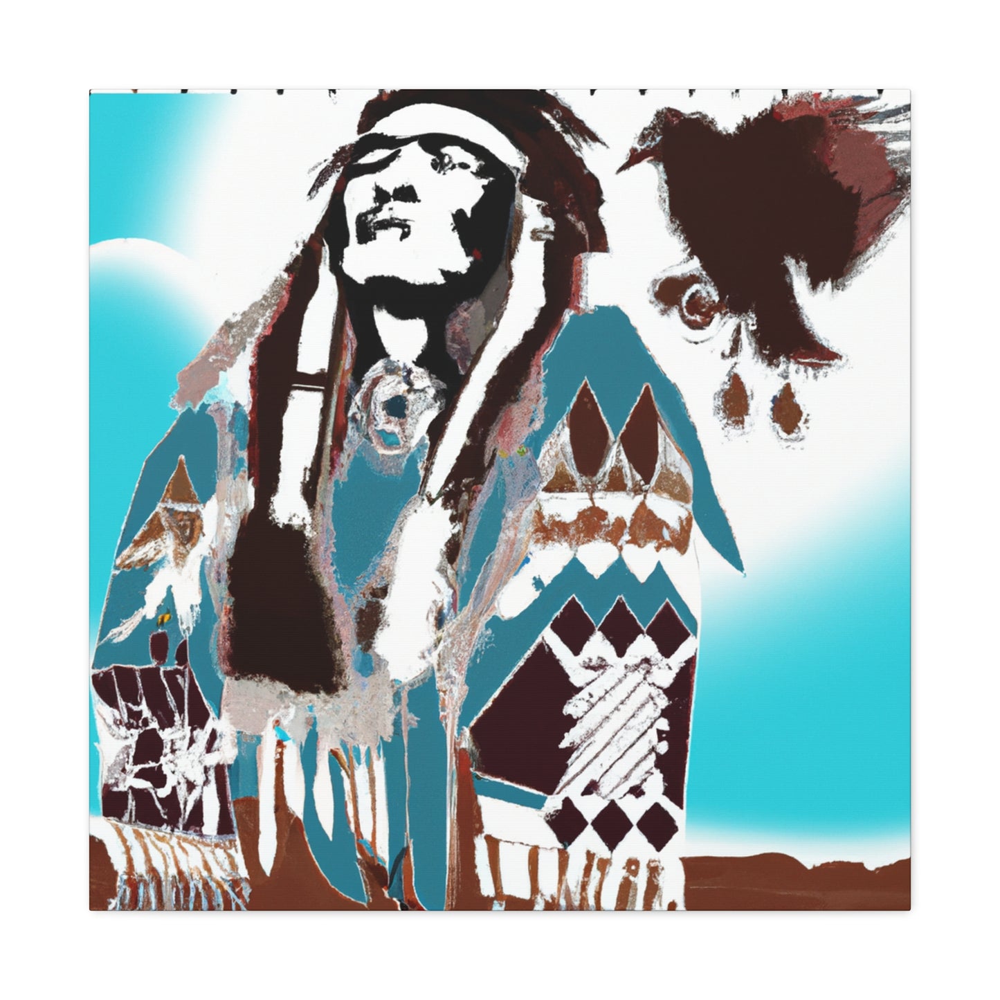 Running Bear - Native American Indian Canvas Wall Art