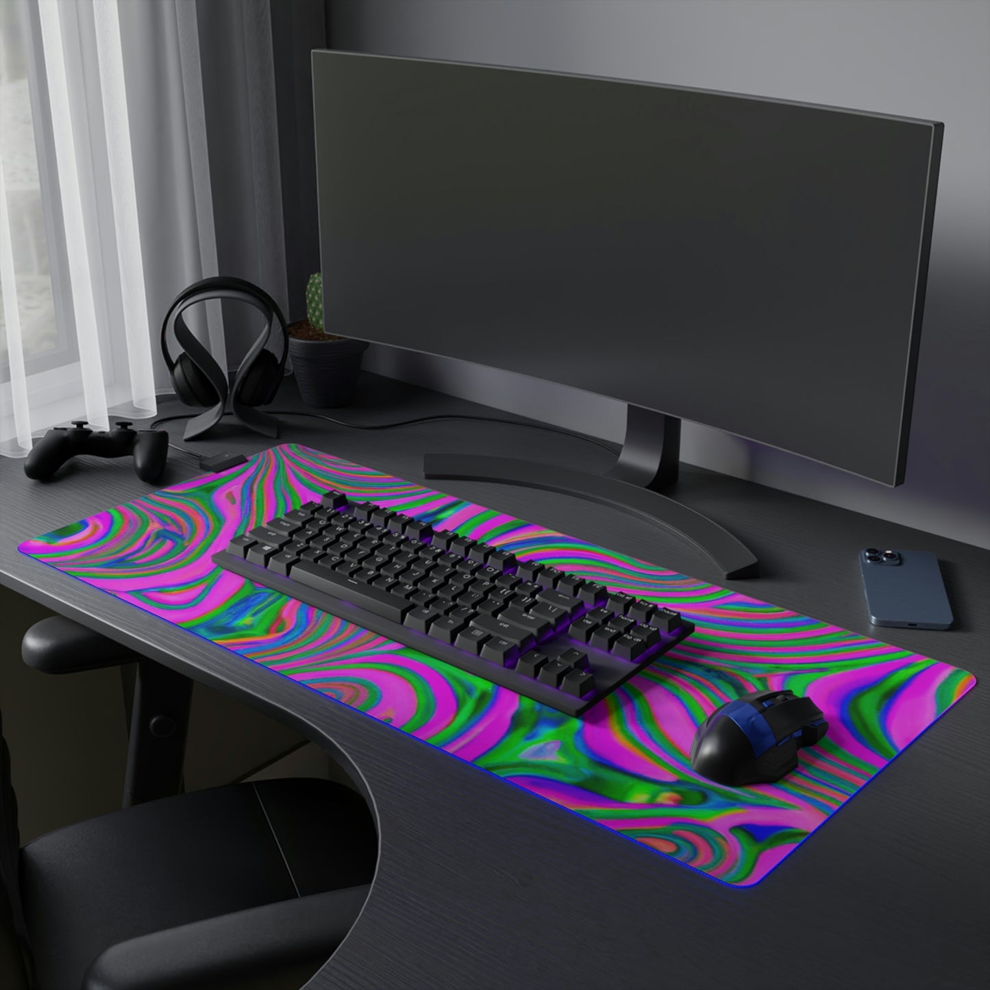 Bipsy Simms - Psychedelic Trippy LED Light Up Gaming Mouse Pad
