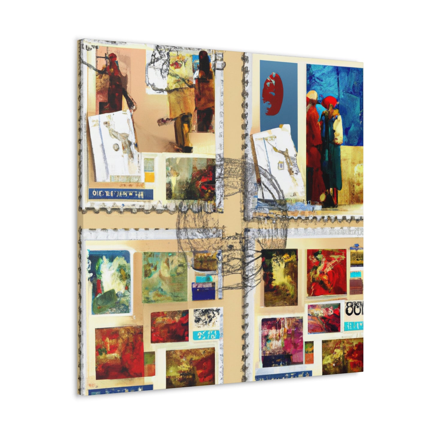 "Cultural Connections" - Postage Stamp Collector Canvas Wall Art