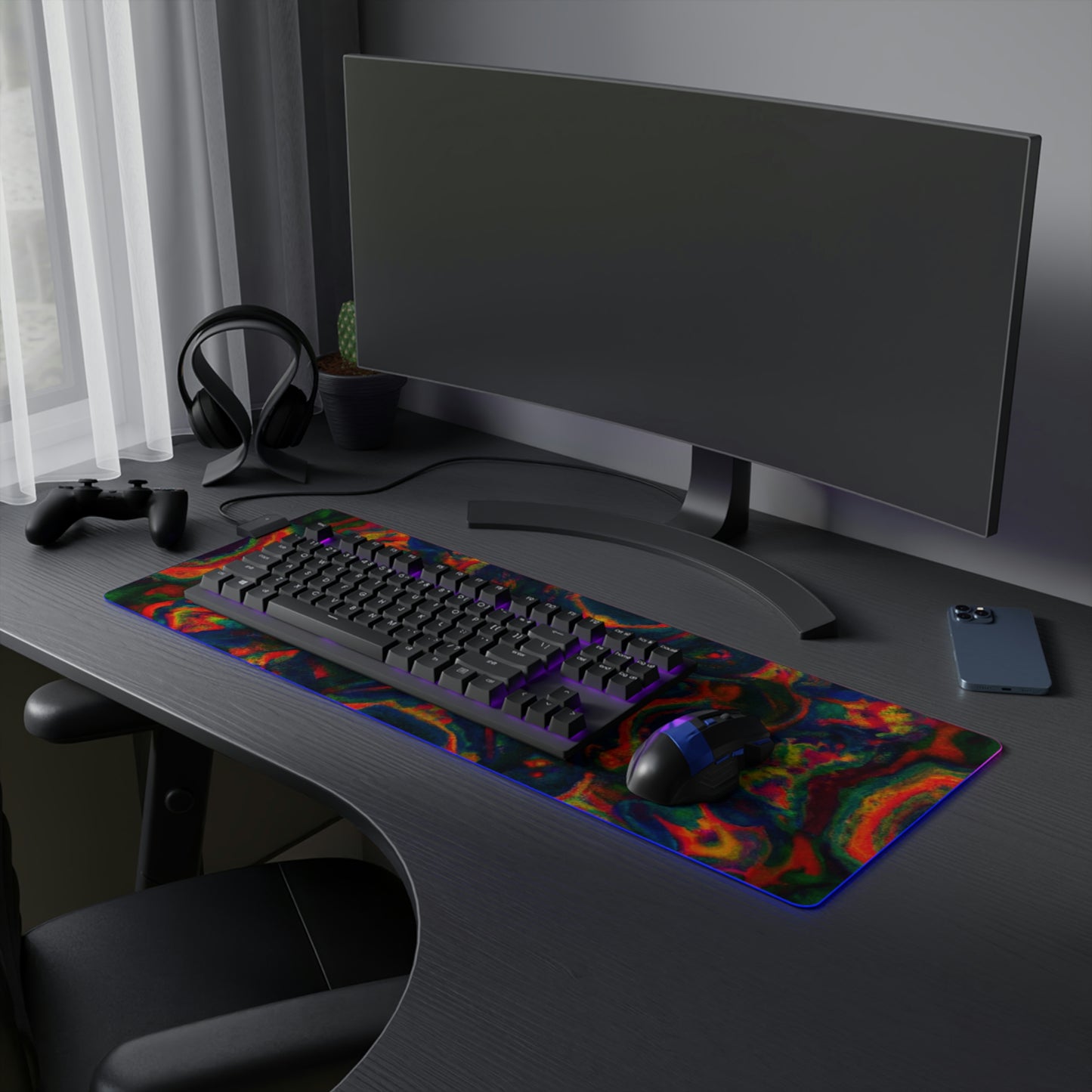 Skip 'n' Glide - Psychedelic Trippy LED Light Up Gaming Mouse Pad