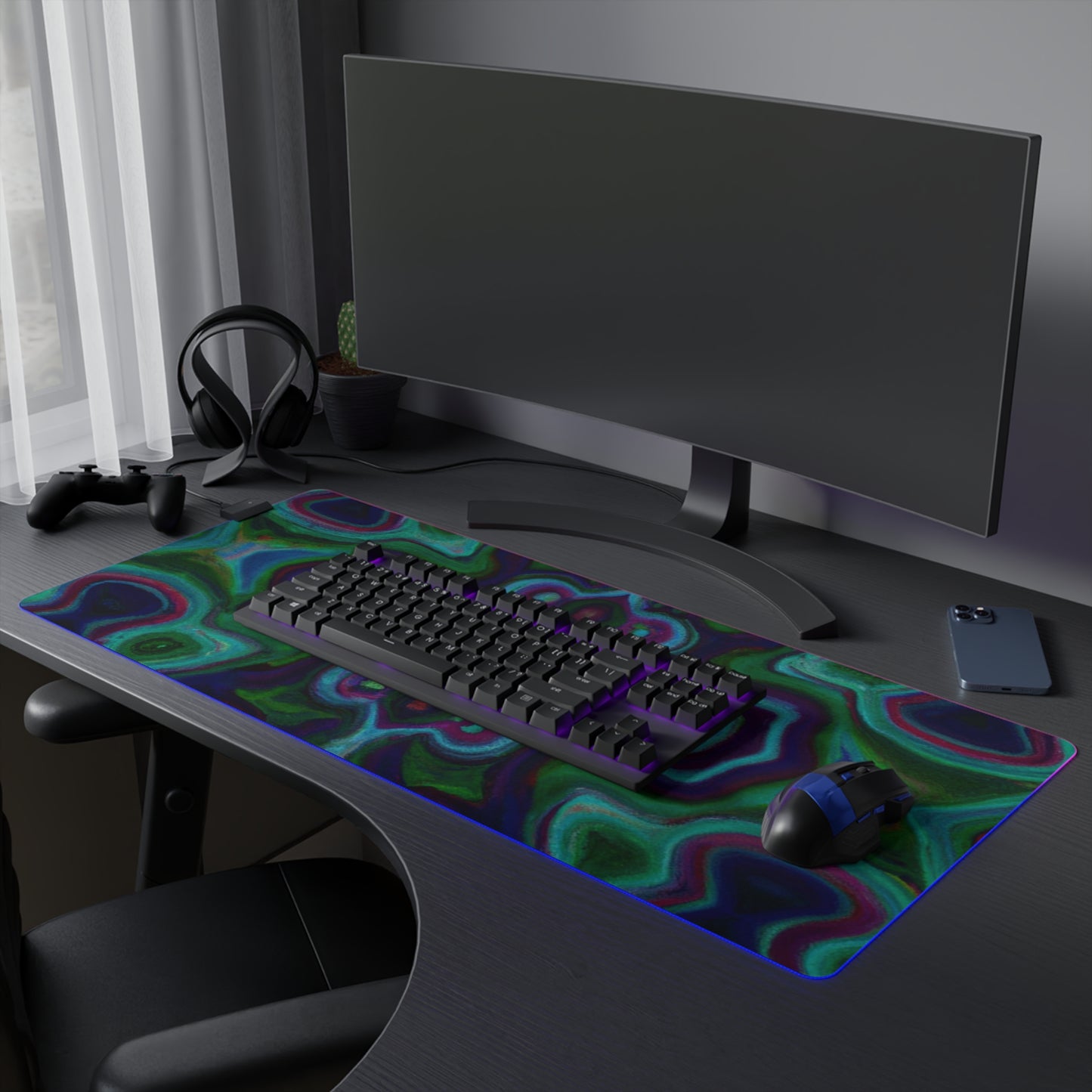 Herman the Plucky Robot - Psychedelic Trippy LED Light Up Gaming Mouse Pad