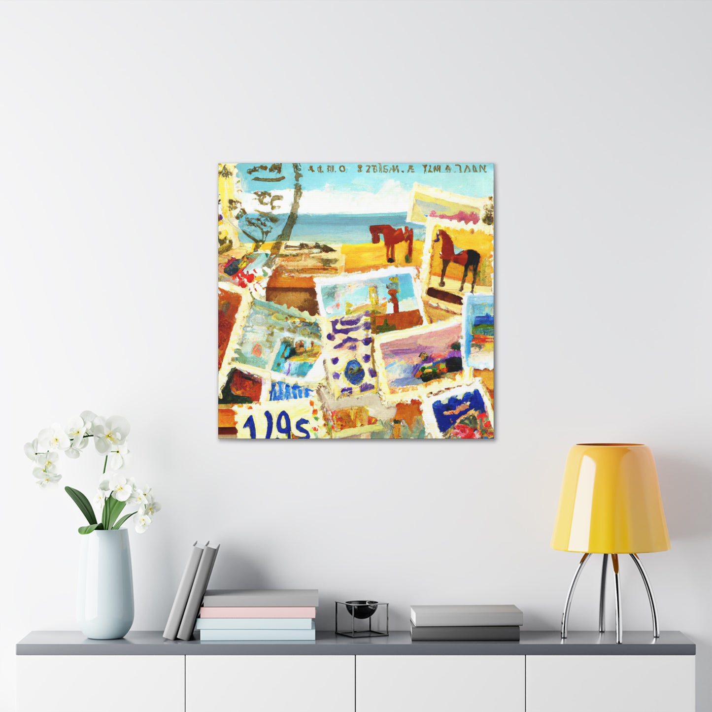 Global Wonders Stamp Collection - Postage Stamp Collector Canvas Wall Art