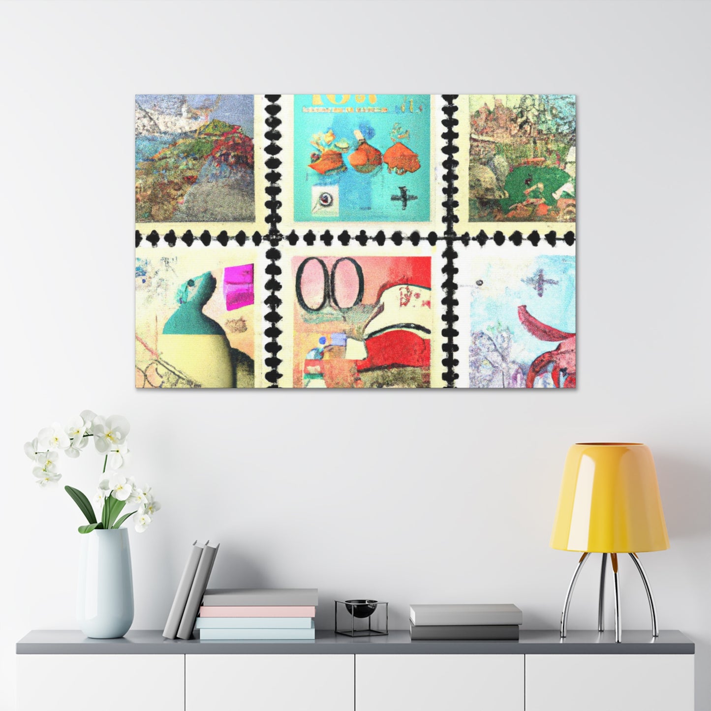 Globelilies - Postage Stamp Collector Canvas Wall Art