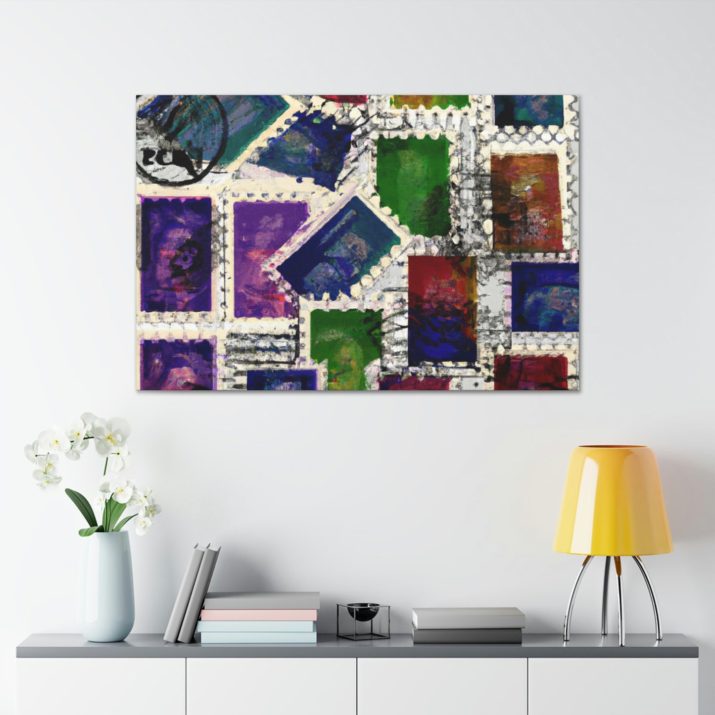 "Wonders of the World" Stamps - Postage Stamp Collector Canvas Wall Art