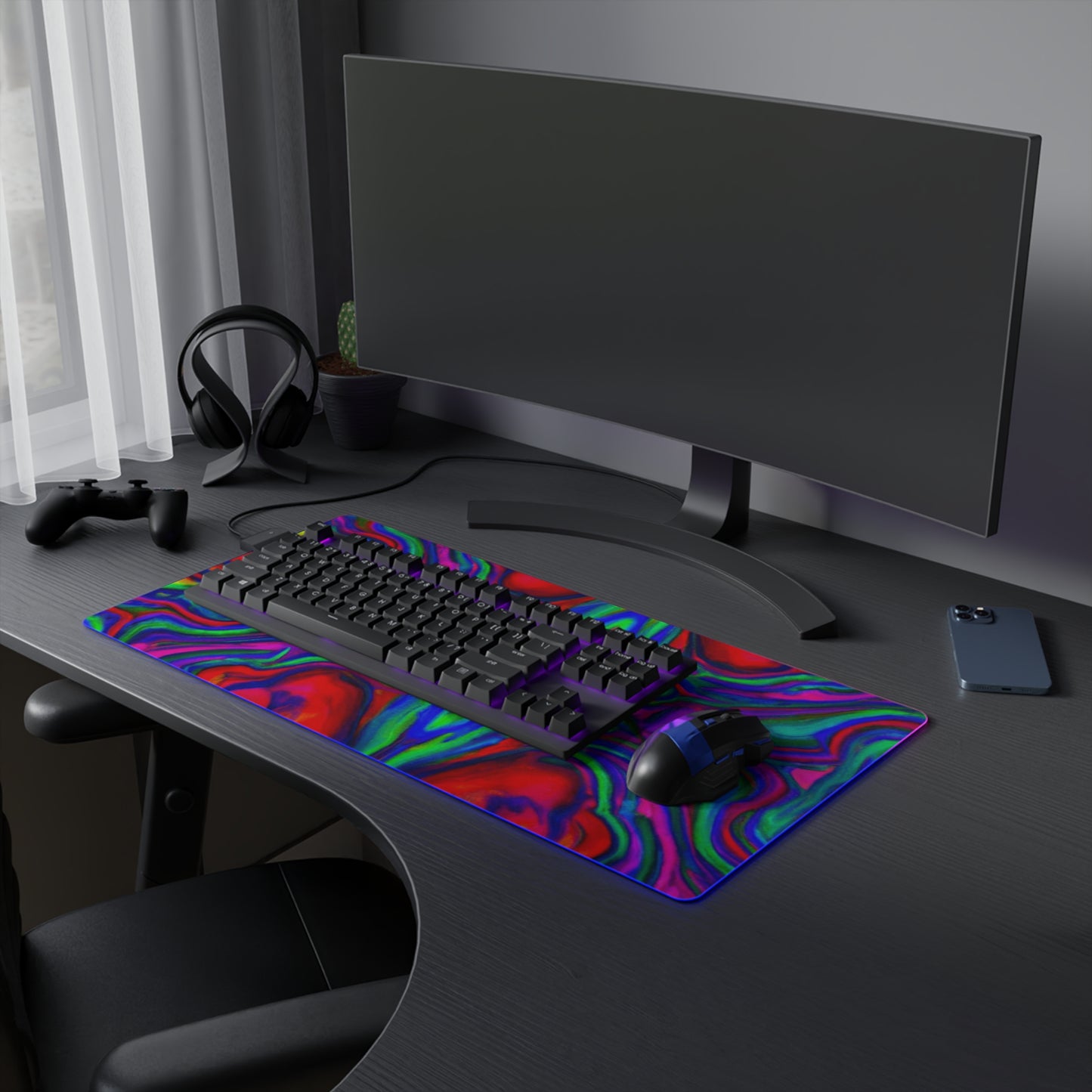 Ricky Rockett - Psychedelic Trippy LED Light Up Gaming Mouse Pad