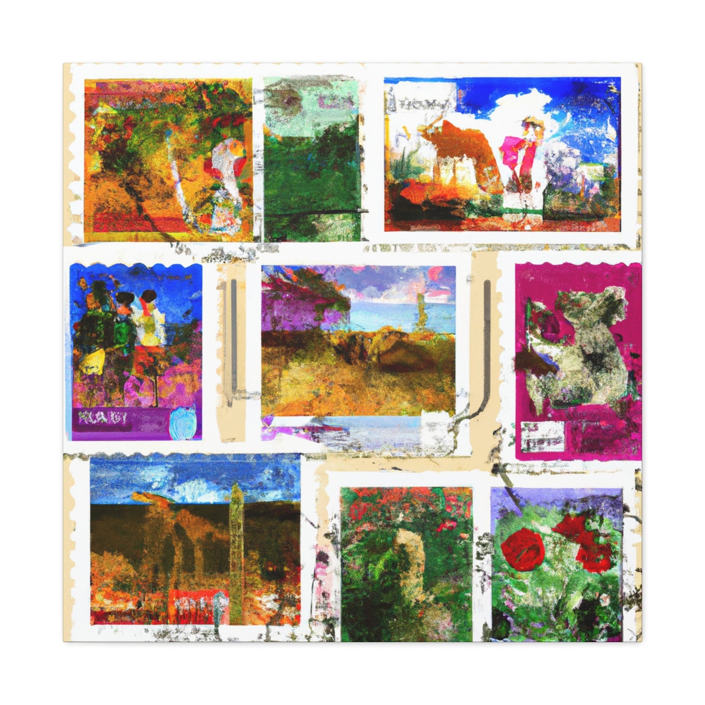 Global Expressions Stamps - Postage Stamp Collector Canvas Wall Art