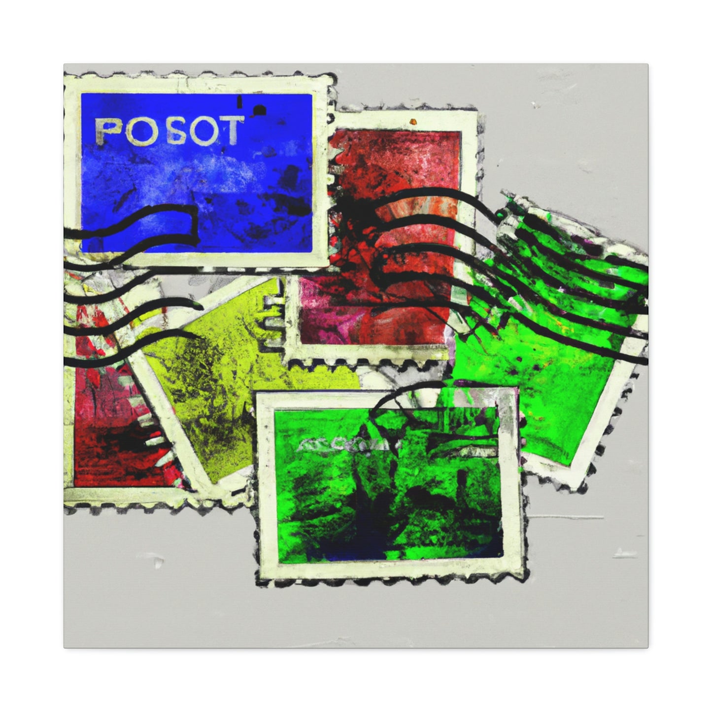 Globe Trotting Postage Stamps - Canvas