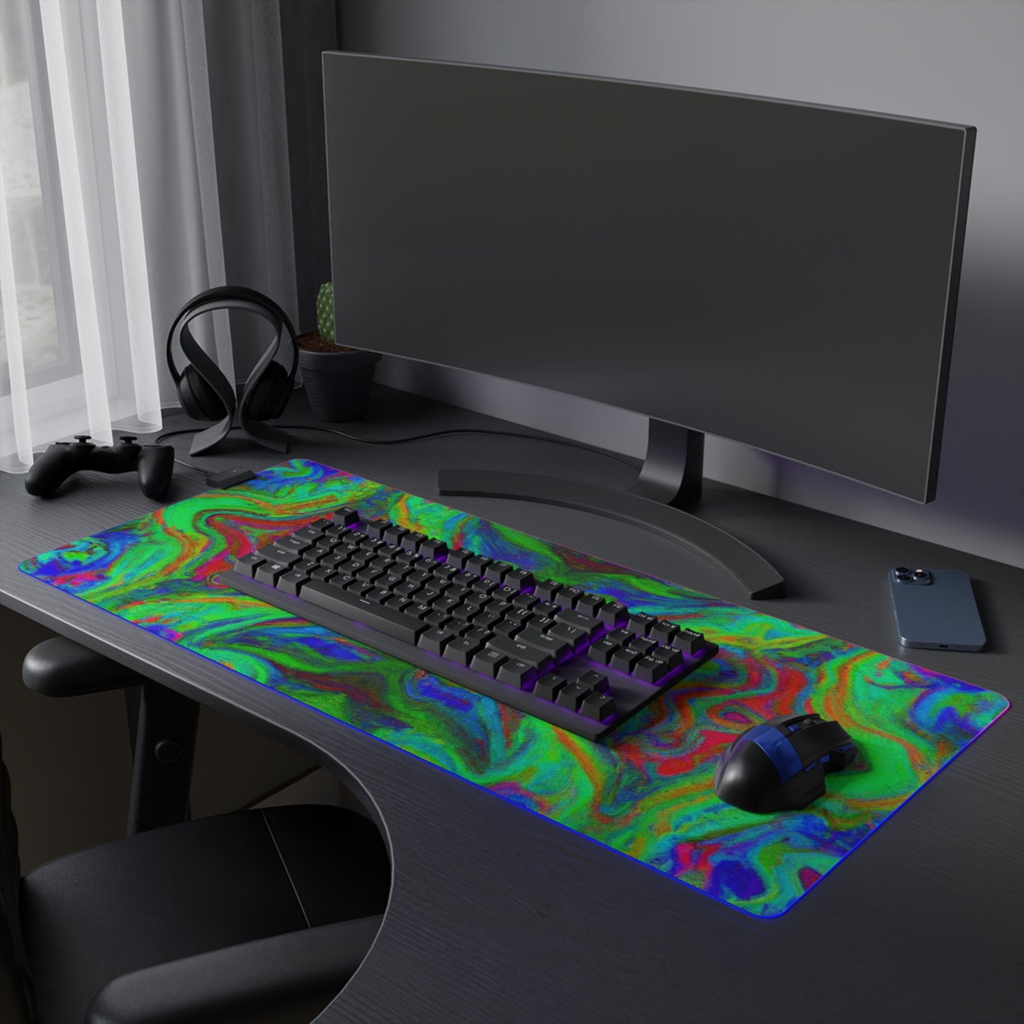 Captain Astrocarde - Psychedelic Trippy LED Light Up Gaming Mouse Pad