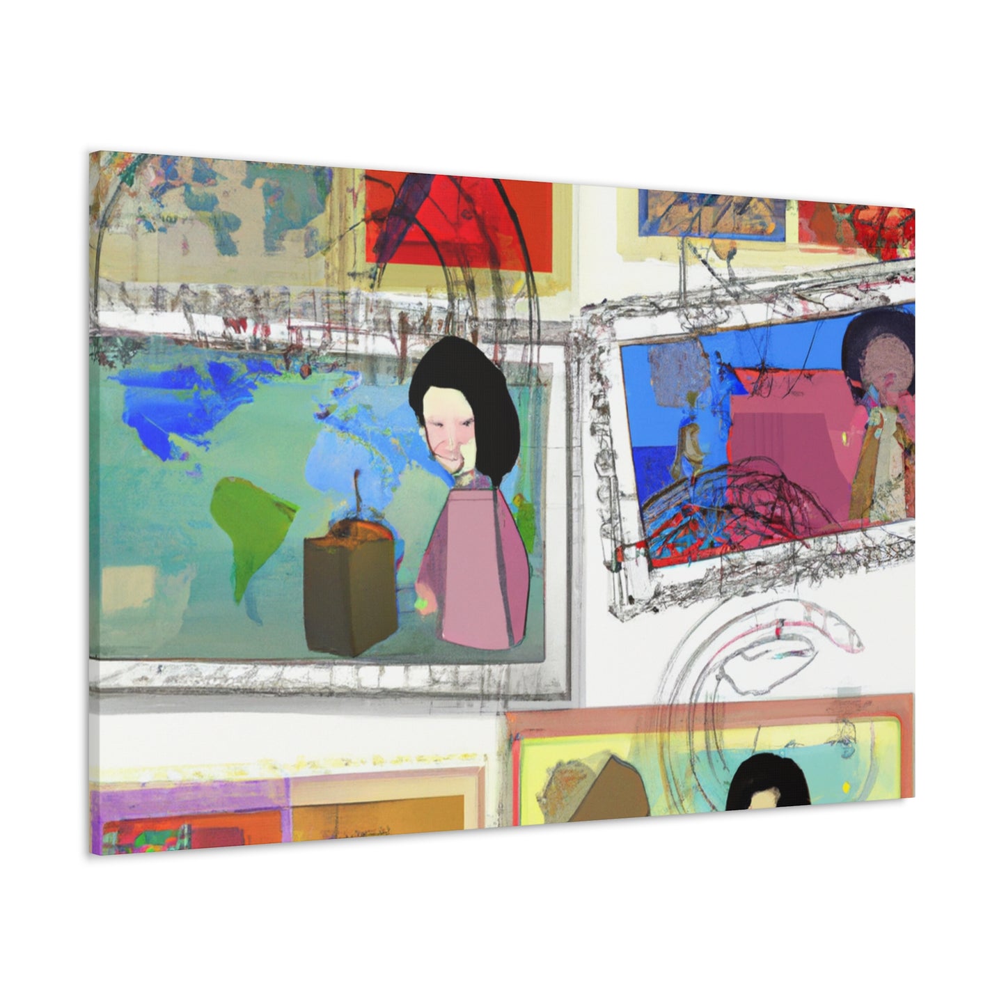 Celebrating Global Cultures: A Journey Through Stamps - Postage Stamp Collector Canvas Wall Art