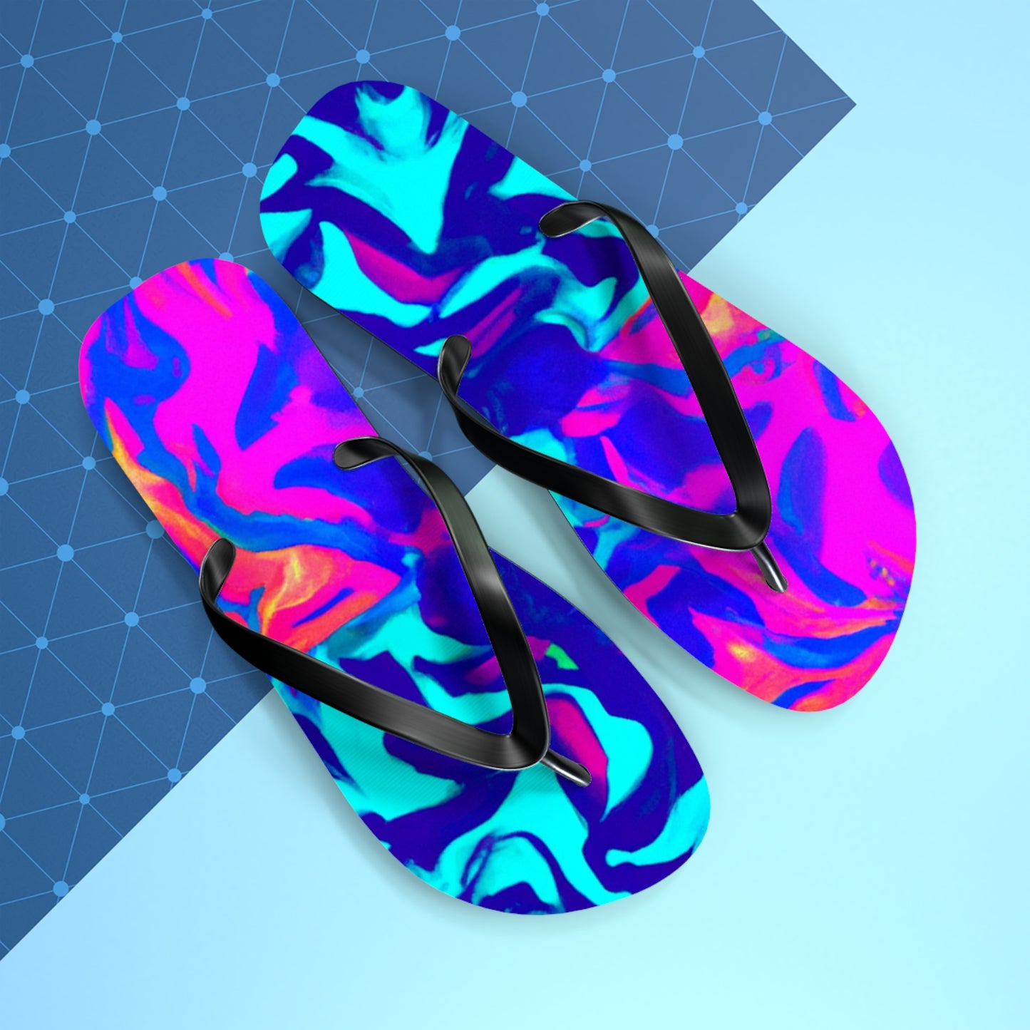 Helena Humphrey's Handcrafted Shoes - Psychedelic Trippy Flip Flop Beach Sandals