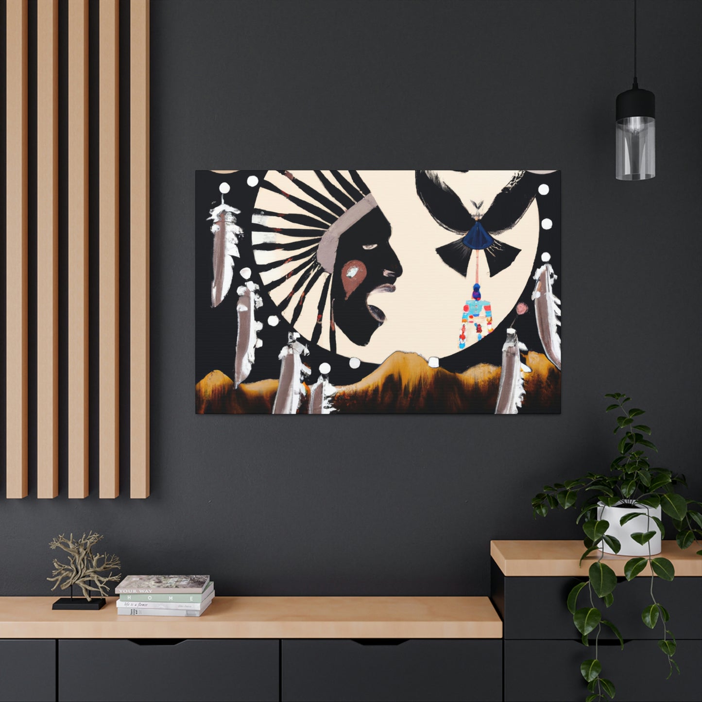 Chief Sun Feather - Native American Indian Canvas Wall Art