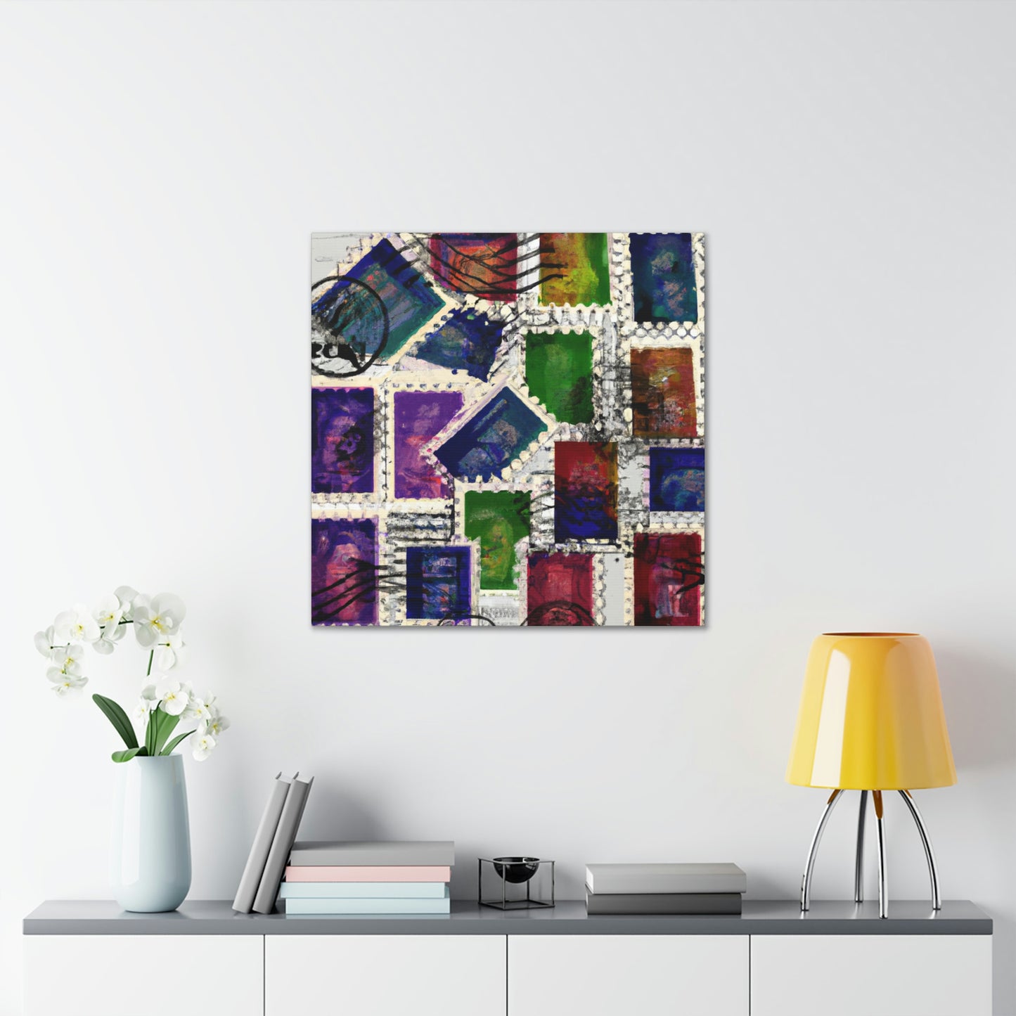 "Wonders of the World" Stamps - Postage Stamp Collector Canvas Wall Art