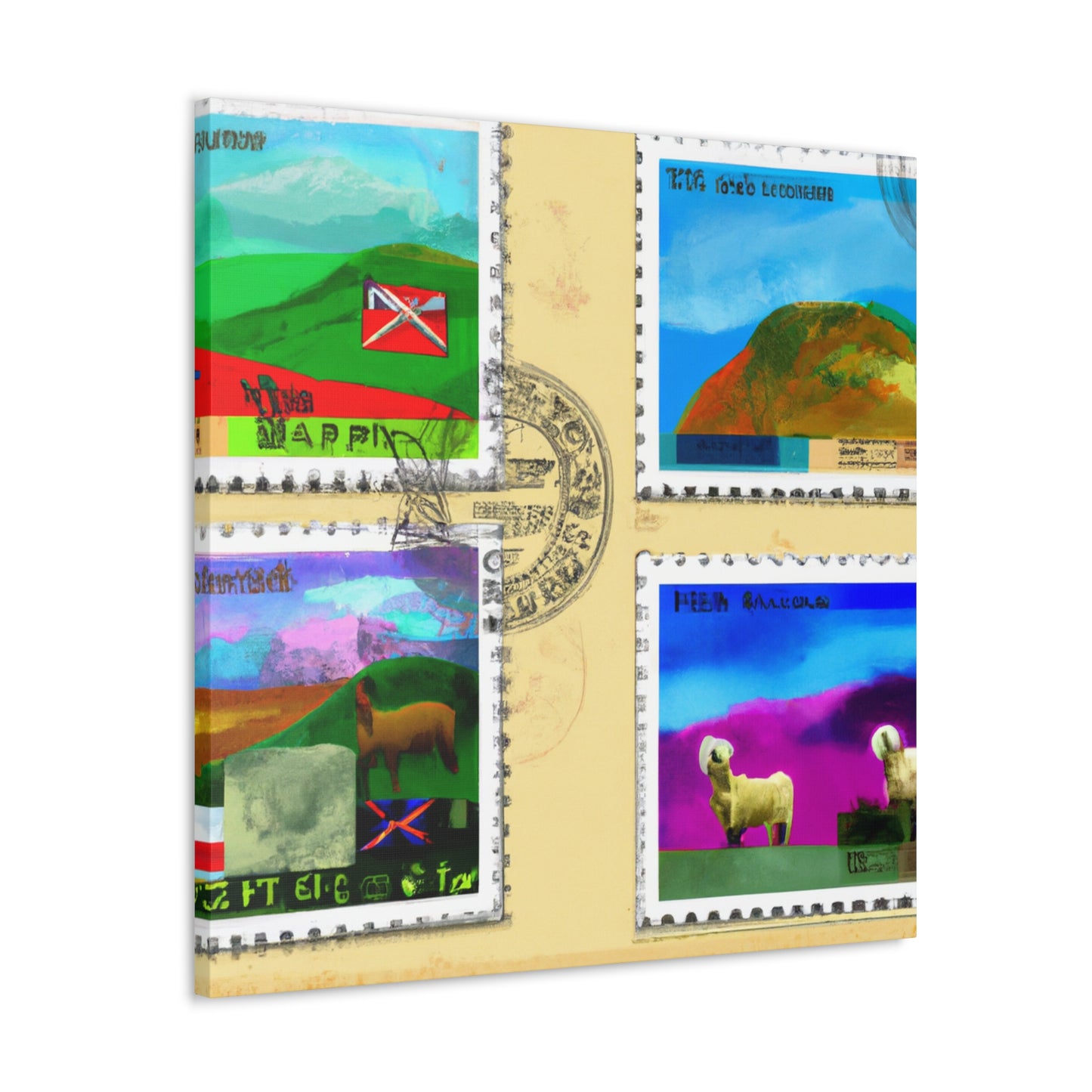 "Global Cultural Landmarks Stamps" - Postage Stamp Collector Canvas Wall Art