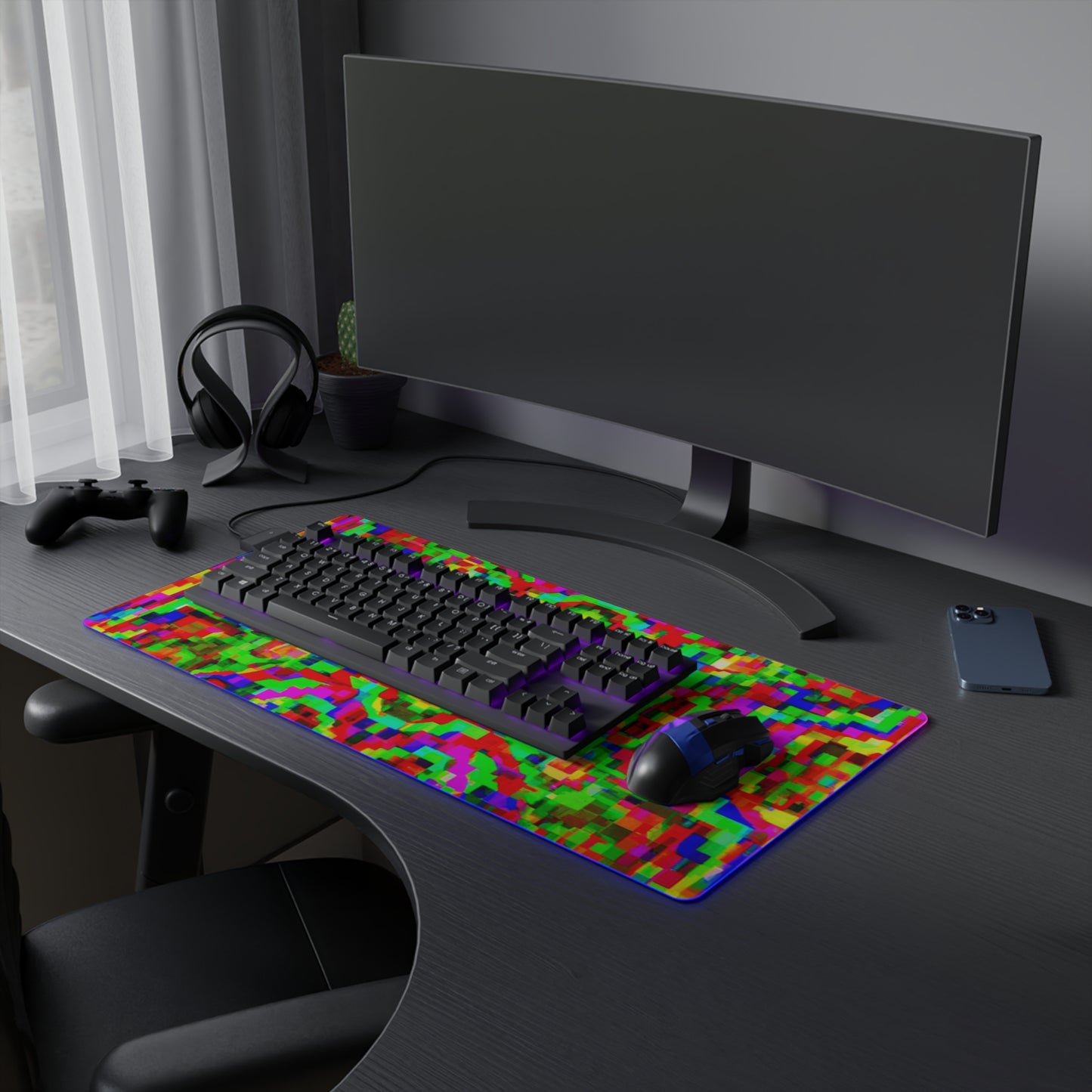 Rocky Rollerskate - Psychedelic Trippy LED Light Up Gaming Mouse Pad