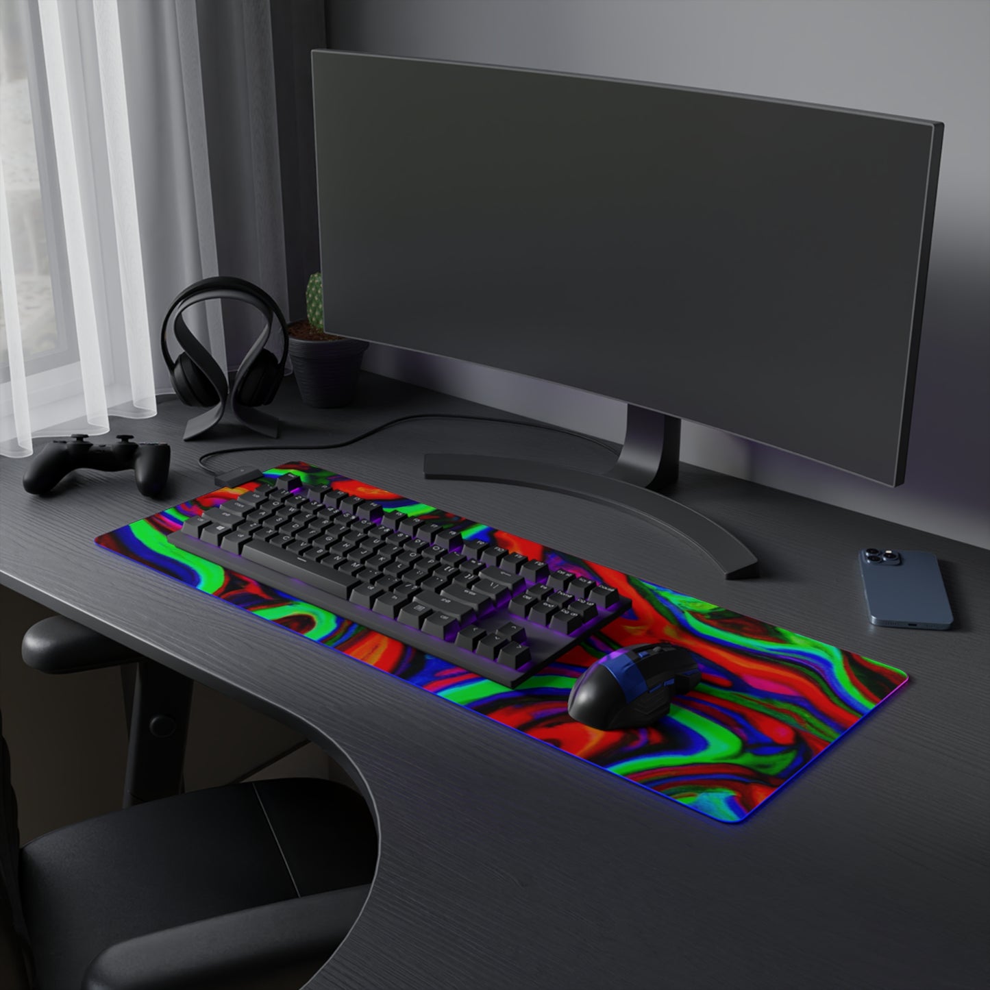 Rocky Rebel - Psychedelic Trippy LED Light Up Gaming Mouse Pad