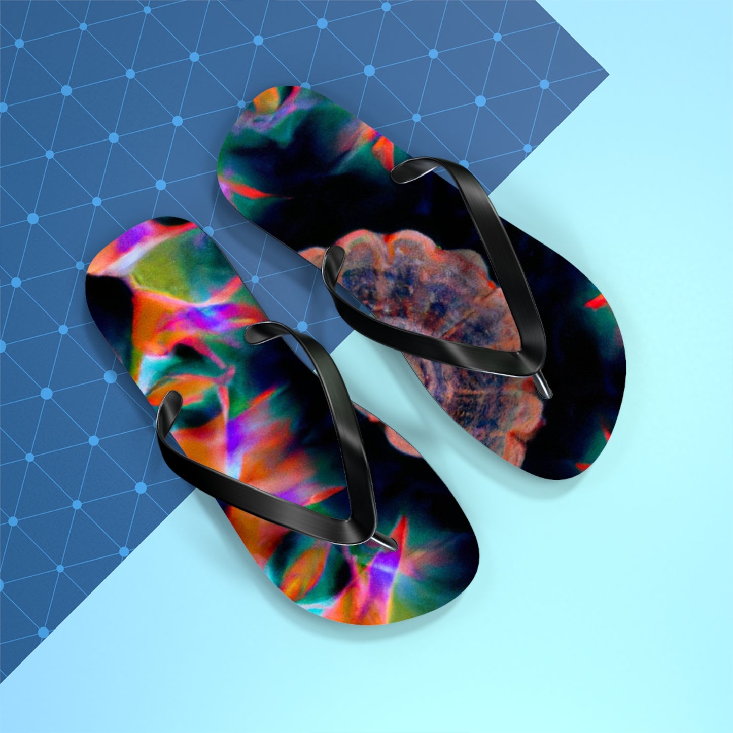 Edwina Applegate Bootmakers - Psychedelic Trippy Flip Flop Beach Sandals