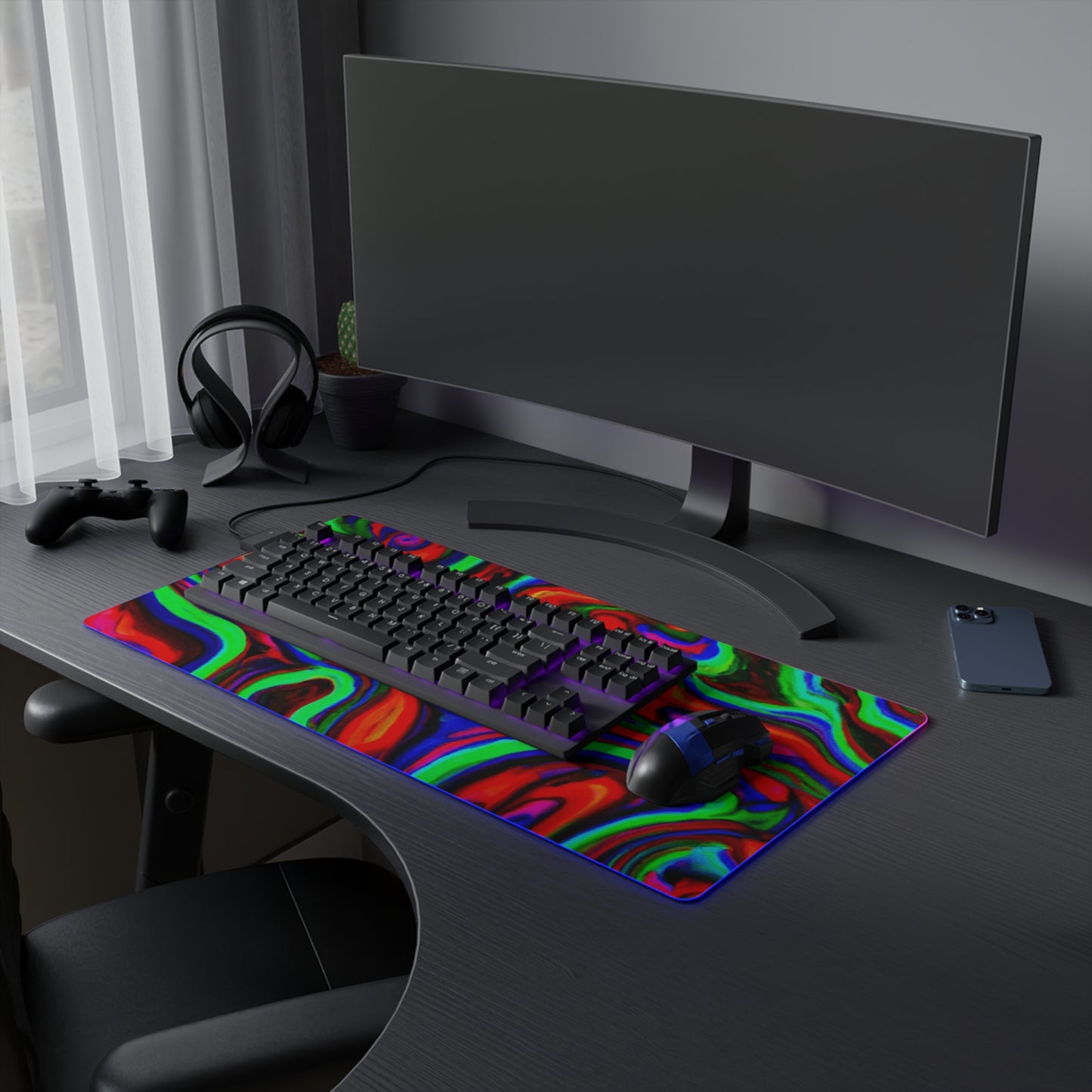 Rocky Rebel - Psychedelic Trippy LED Light Up Gaming Mouse Pad