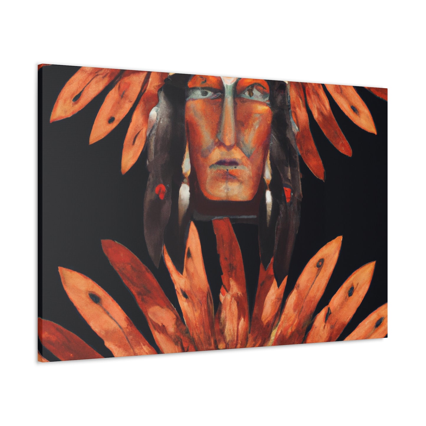 Chief Whiteclaw of the Thundering Mountains - Native American Indian Canvas Wall Art