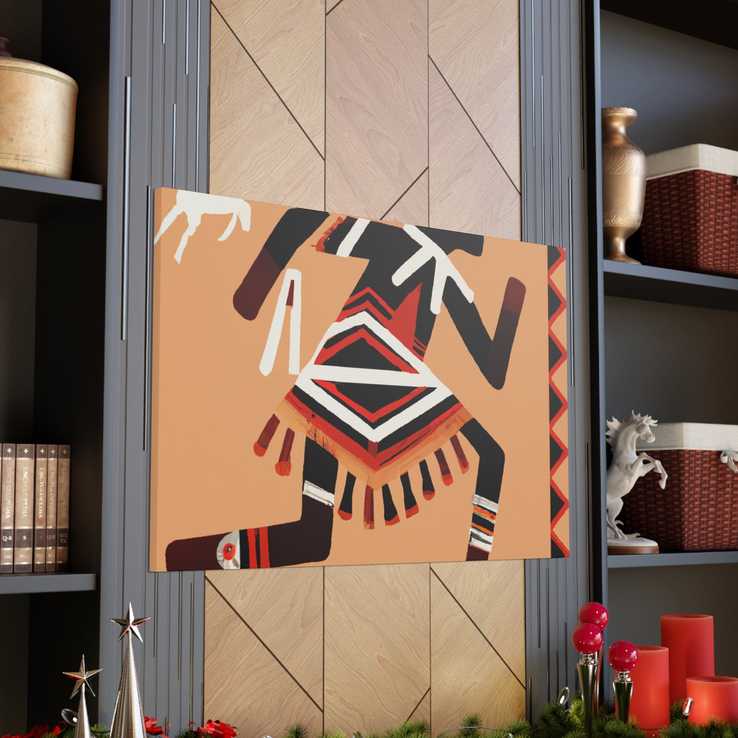 Minko Red Feather - Native American Indian Canvas Wall Art