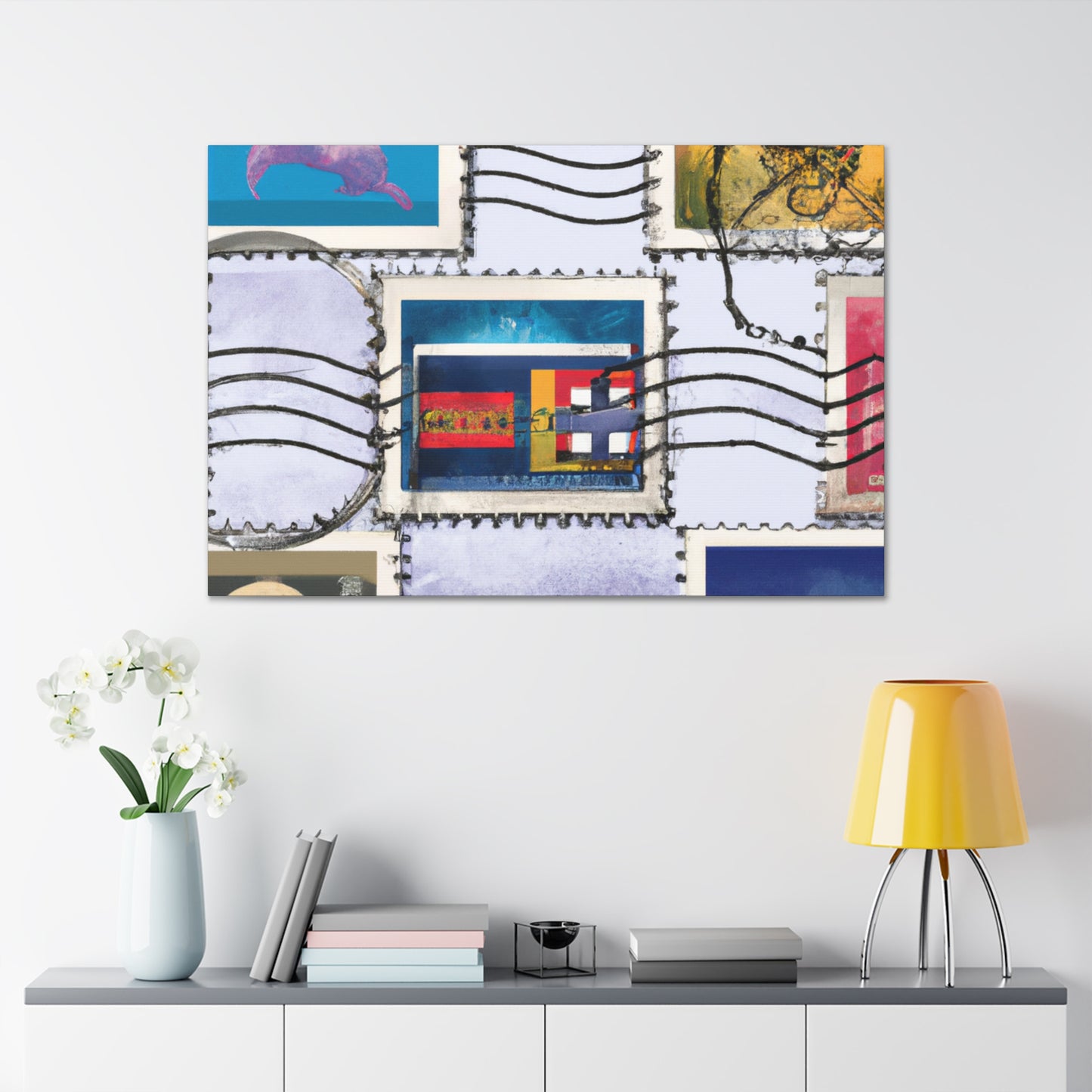 "A World of Postage" - Postage Stamp Collector Canvas Wall Art