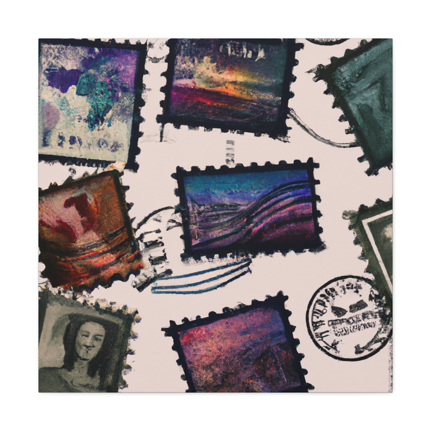 International Friendship postage stamp series. - Canvas