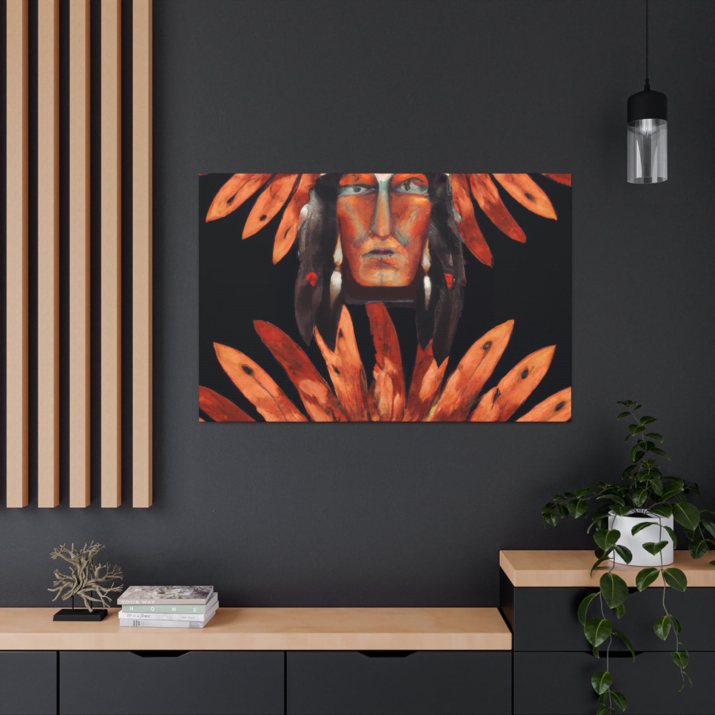 Chief Whiteclaw of the Thundering Mountains - Native American Indian Canvas Wall Art