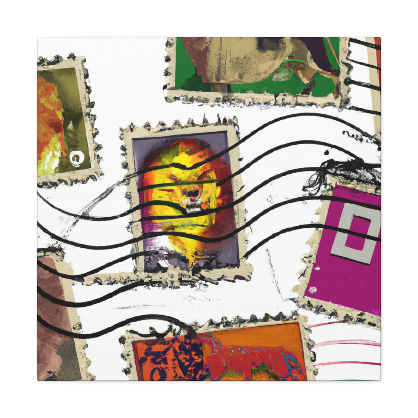 Global Treasures Stamps - Postage Stamp Collector Canvas Wall Art