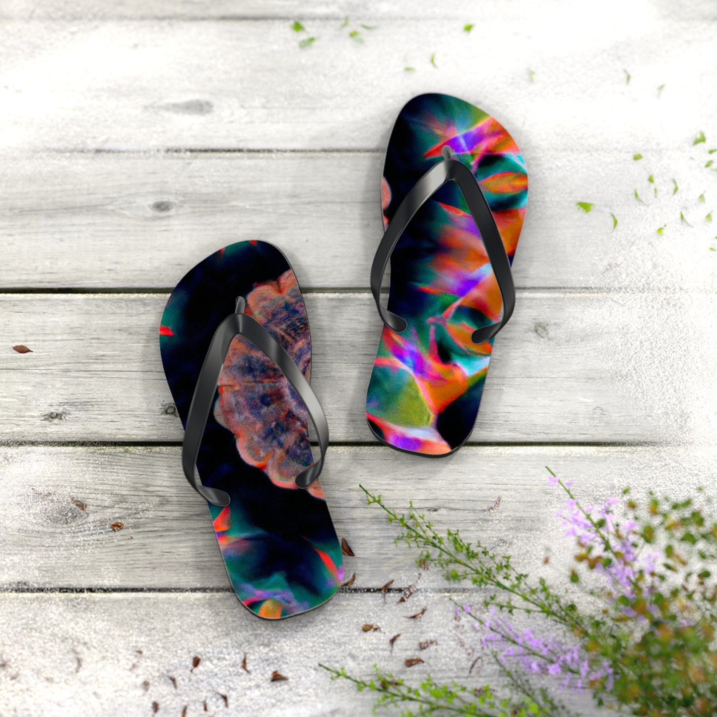 Edwina Applegate Bootmakers - Psychedelic Trippy Flip Flop Beach Sandals