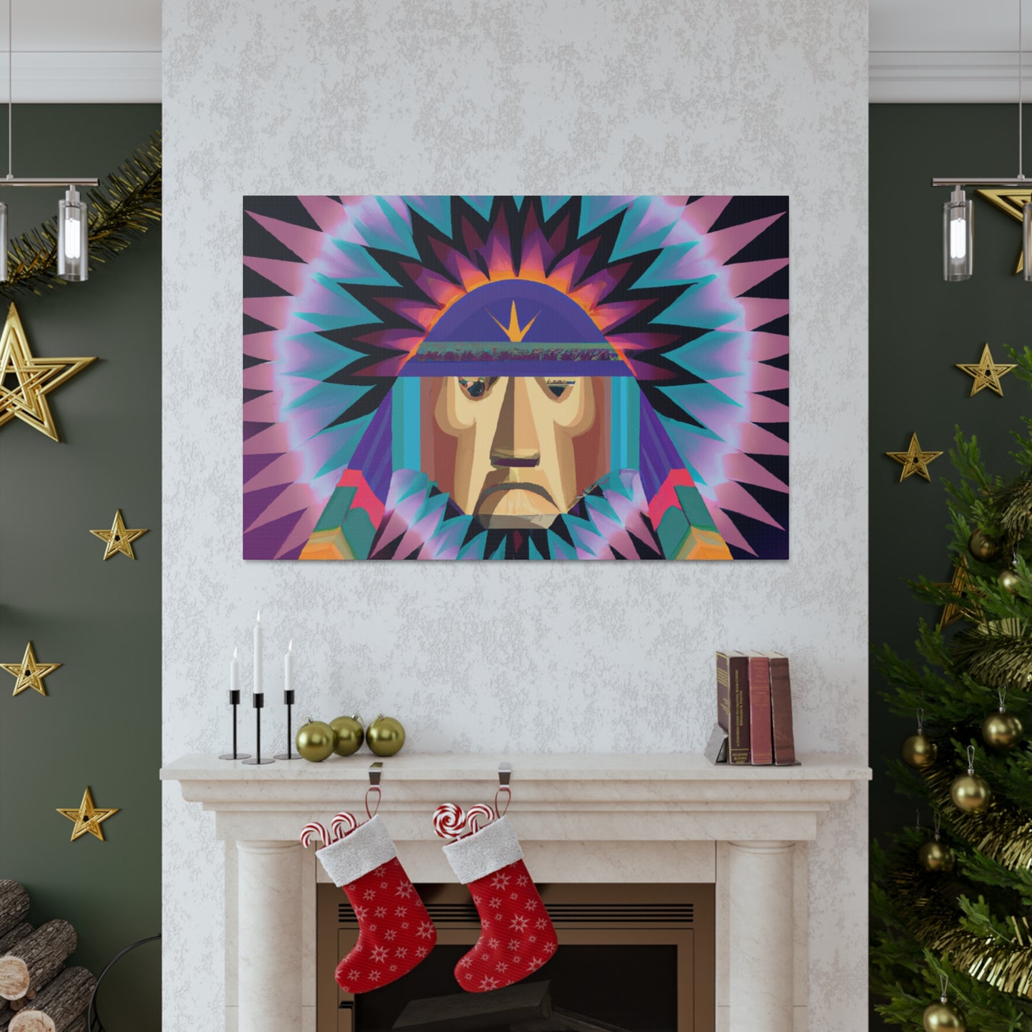 Tecumseh Strongbear - Native American Indian Canvas Wall Art