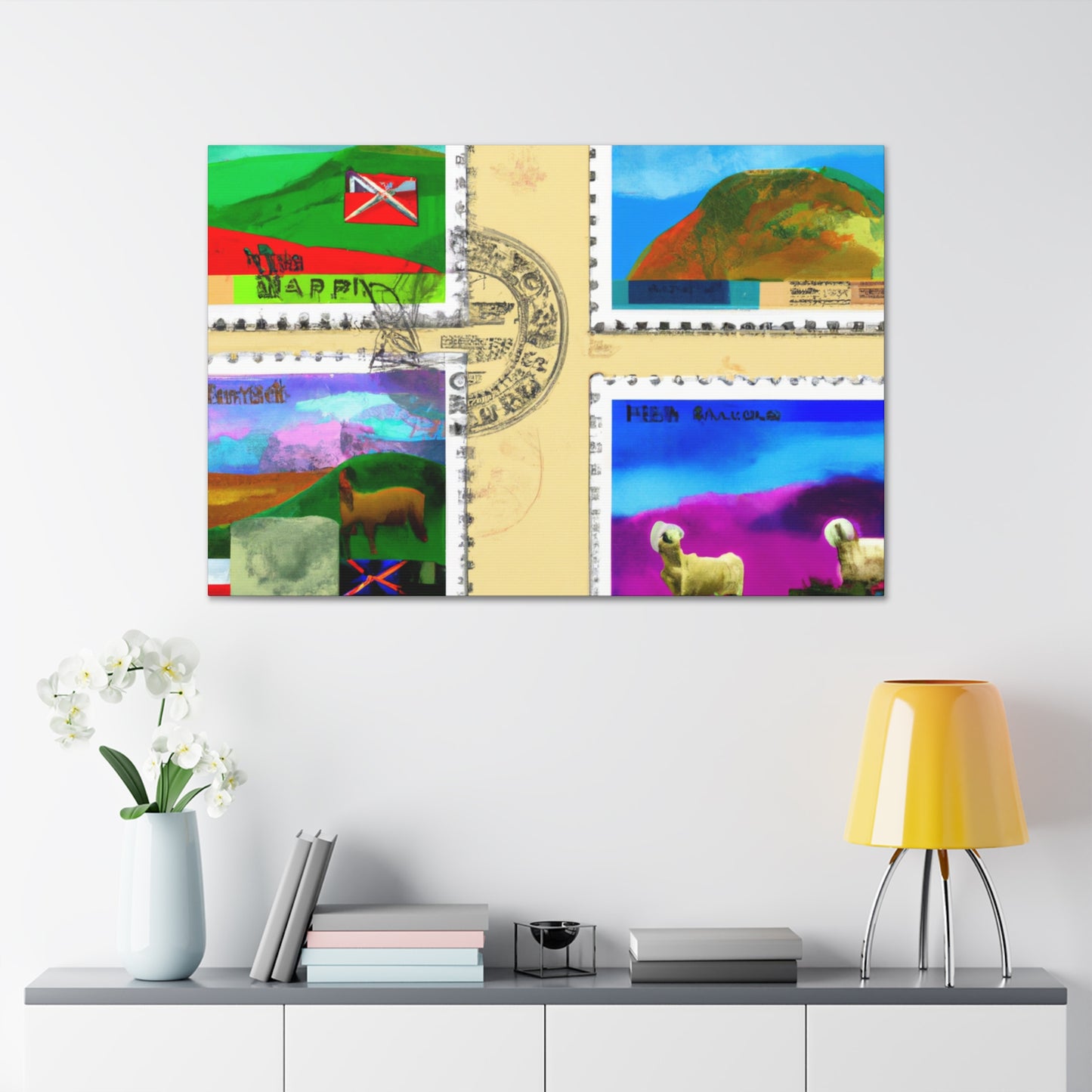 "Global Cultural Landmarks Stamps" - Postage Stamp Collector Canvas Wall Art