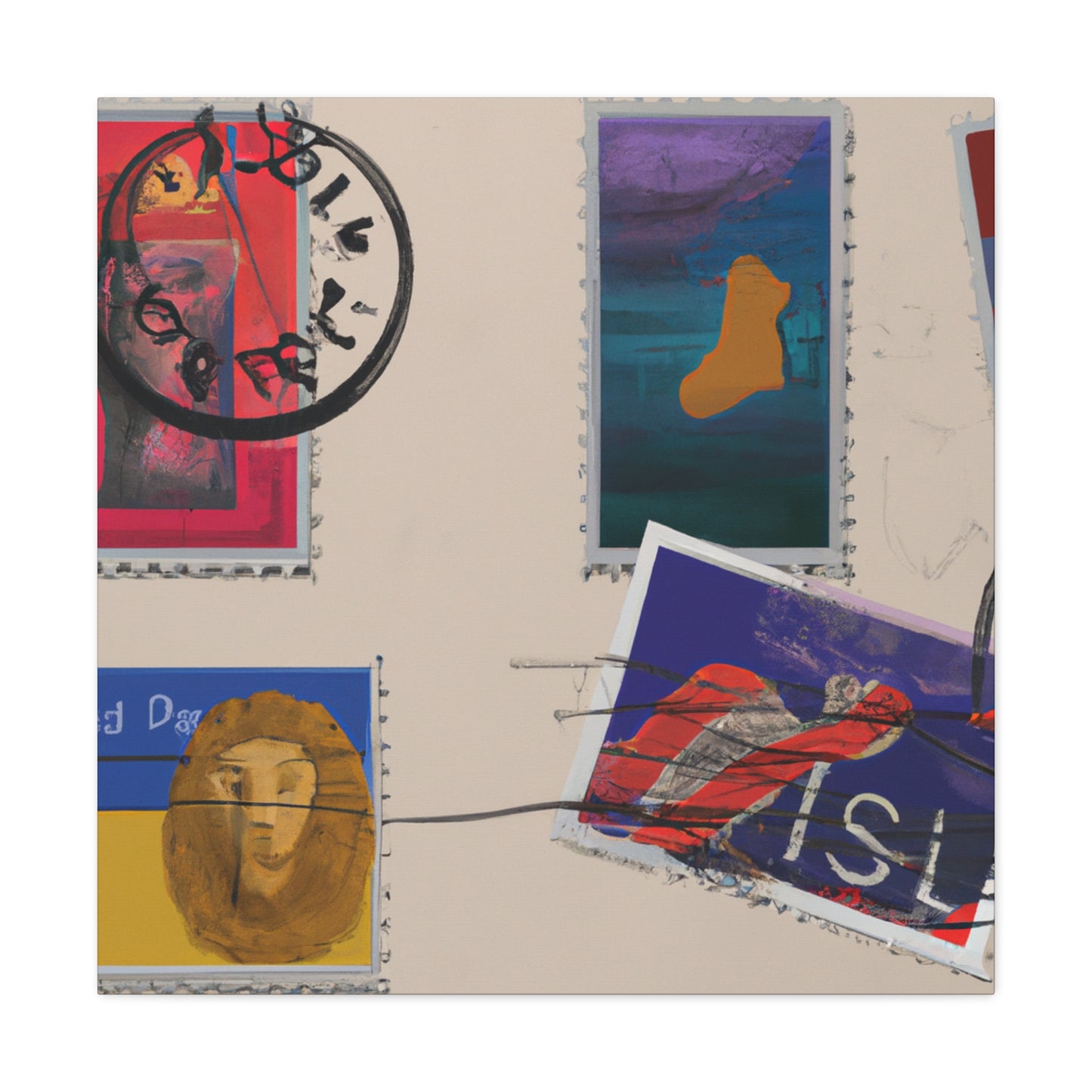 Global Greetings Stamps - Postage Stamp Collector Canvas Wall Art