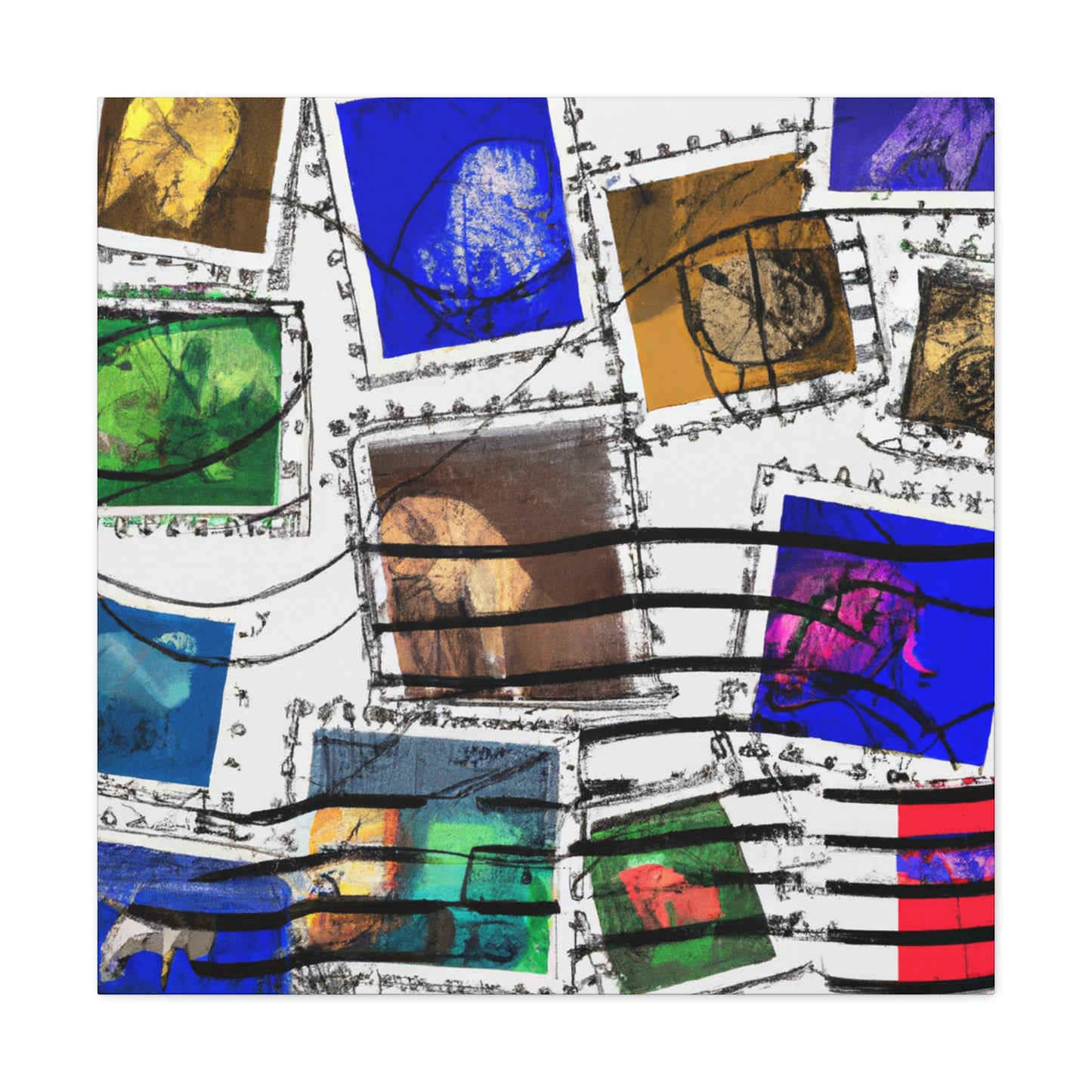 World Tour Postage Stamps - Postage Stamp Collector Canvas Wall Art