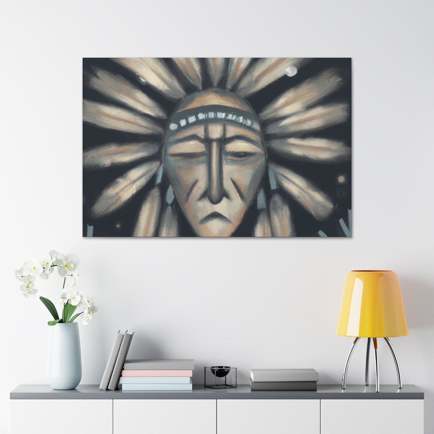 Chief Peacekeeper Running Wolf - Native American Indian Canvas Wall Art