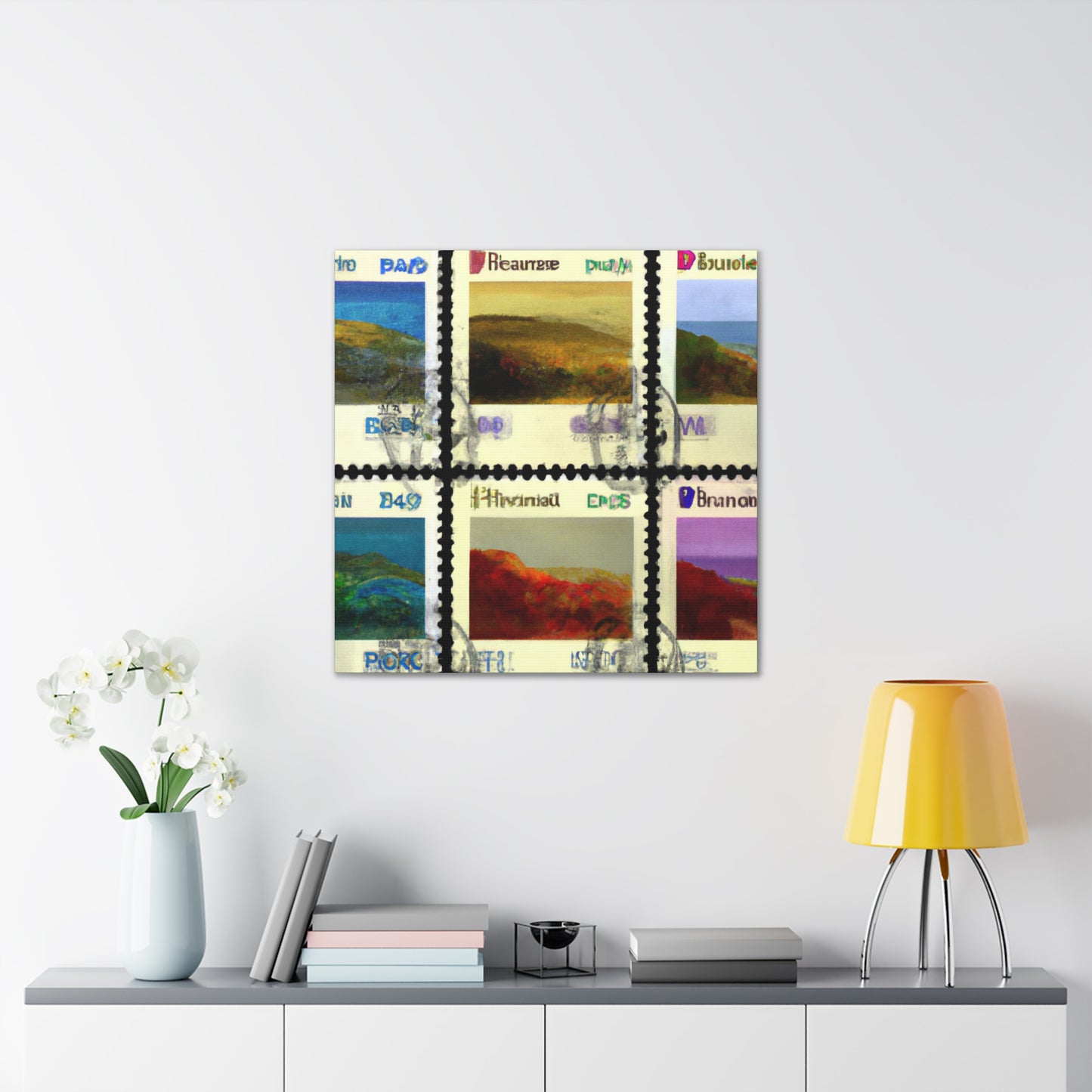 World Tour stamps - Postage Stamp Collector Canvas Wall Art