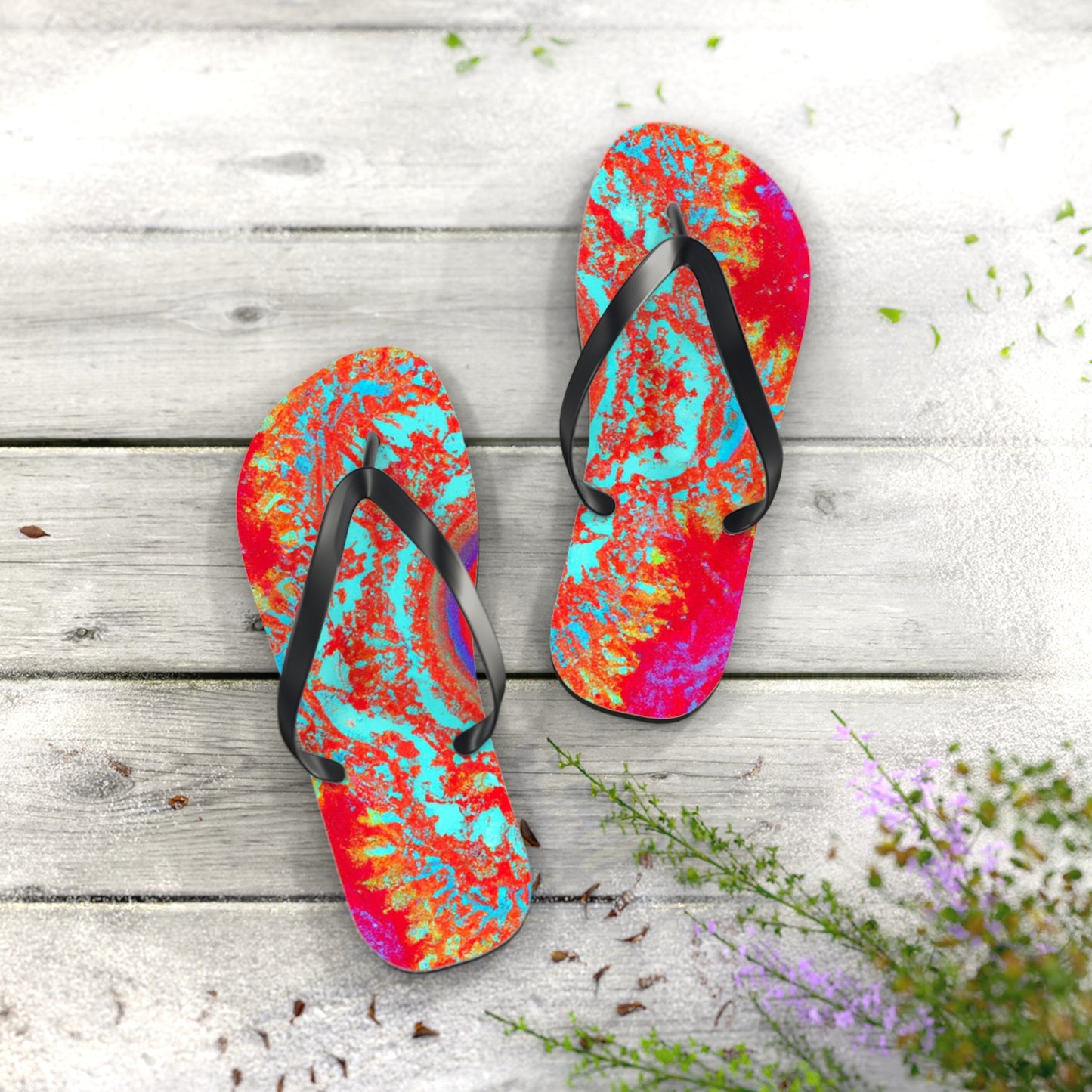 Dorthea Silverton - Psychedelic Trippy Flip Flop Beach Sandals