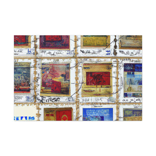 "Global Passport Stamps" - Postage Stamp Collector Canvas Wall Art