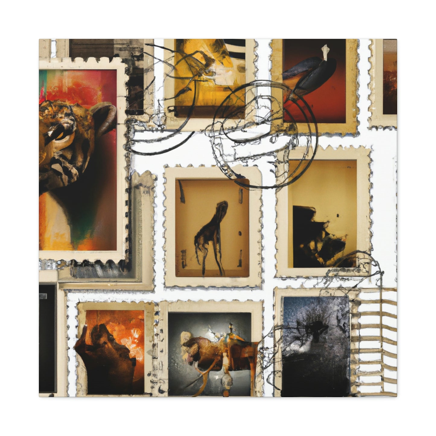 "Global Celebrations: A Collection of Cultural Commemorative Stamps" - Postage Stamp Collector Canvas Wall Art