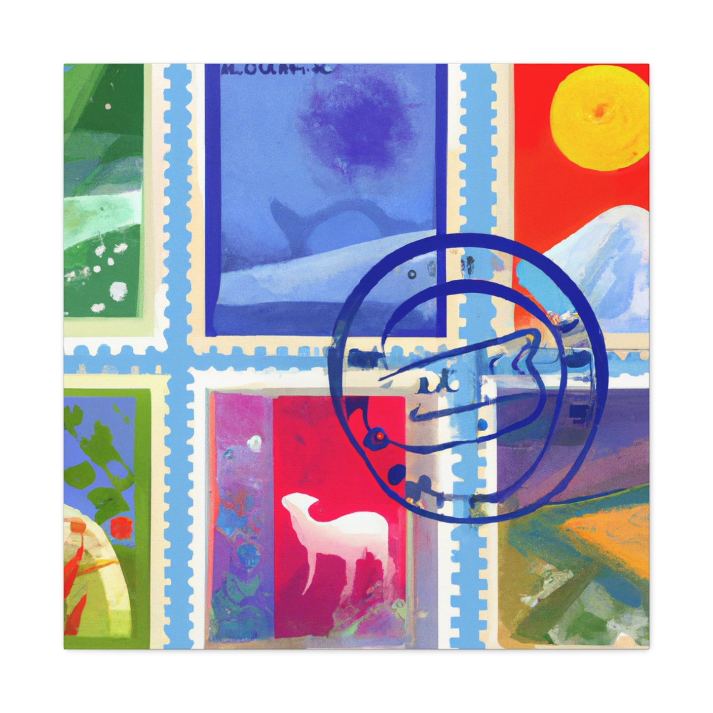 Global Connections Stamps. - Postage Stamp Collector Canvas Wall Art