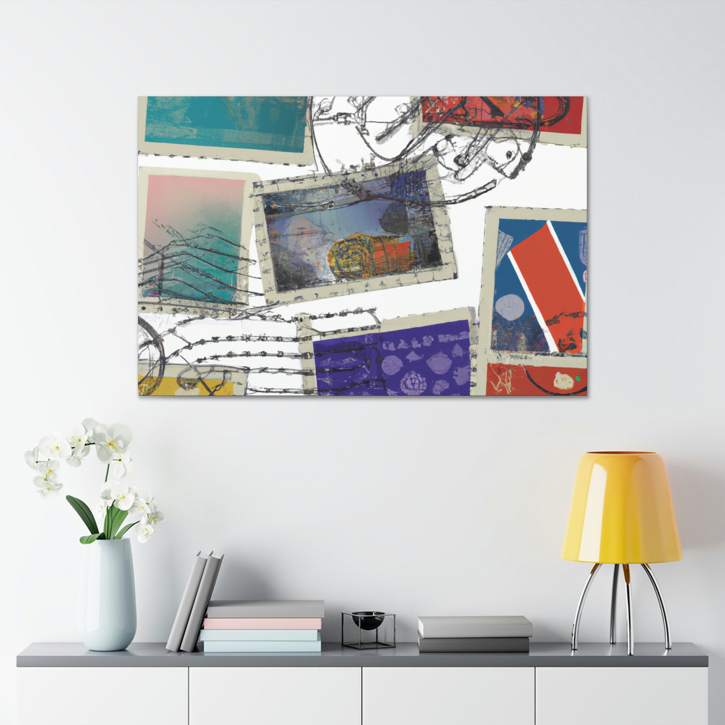 Happy Traveller Stamps - Postage Stamp Collector Canvas Wall Art