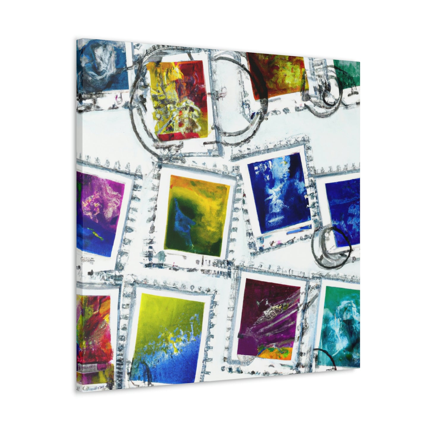 "Global Travelers" - Postage Stamp Collector Canvas Wall Art