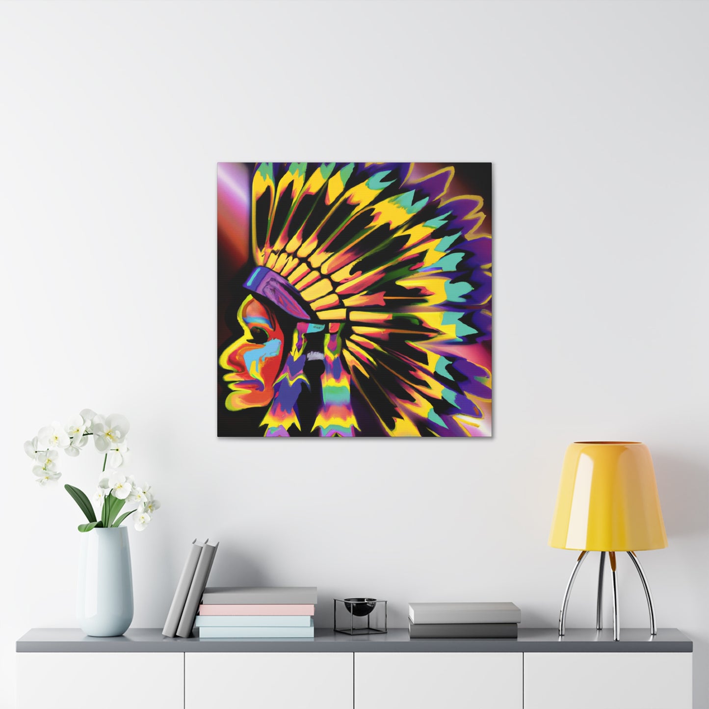 Big Chief Running Deer. - Native American Indian Canvas Wall Art