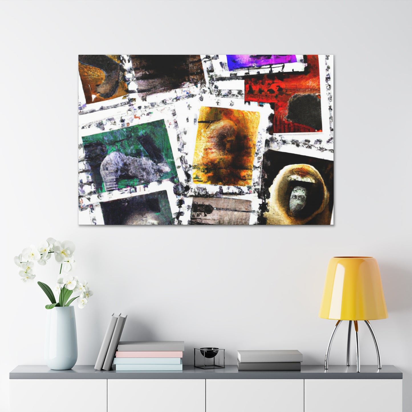 'Cultural Landmarks Around the Globe' Stamps - Postage Stamp Collector Canvas Wall Art