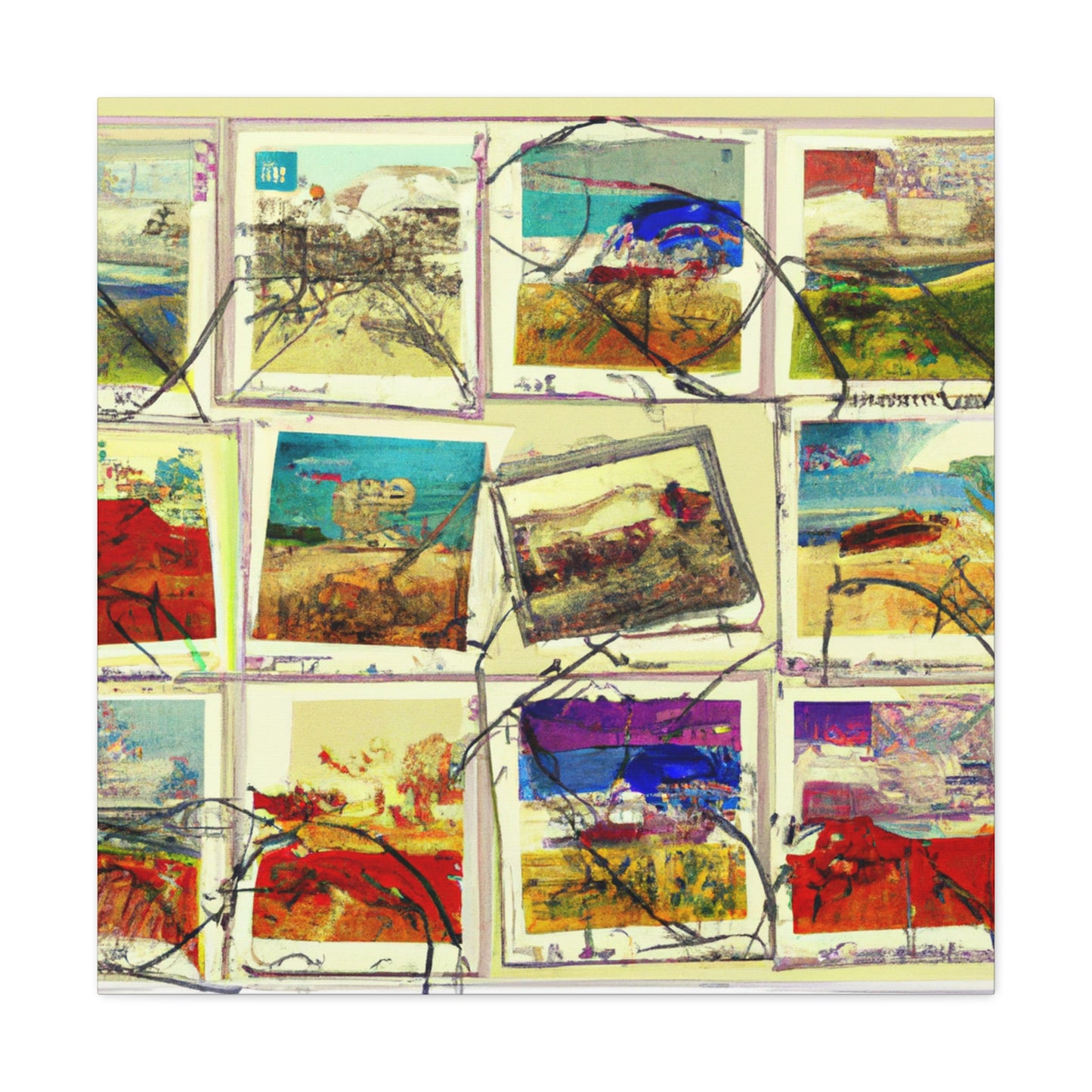 International Art Series - Postage Stamp Collector Canvas Wall Art