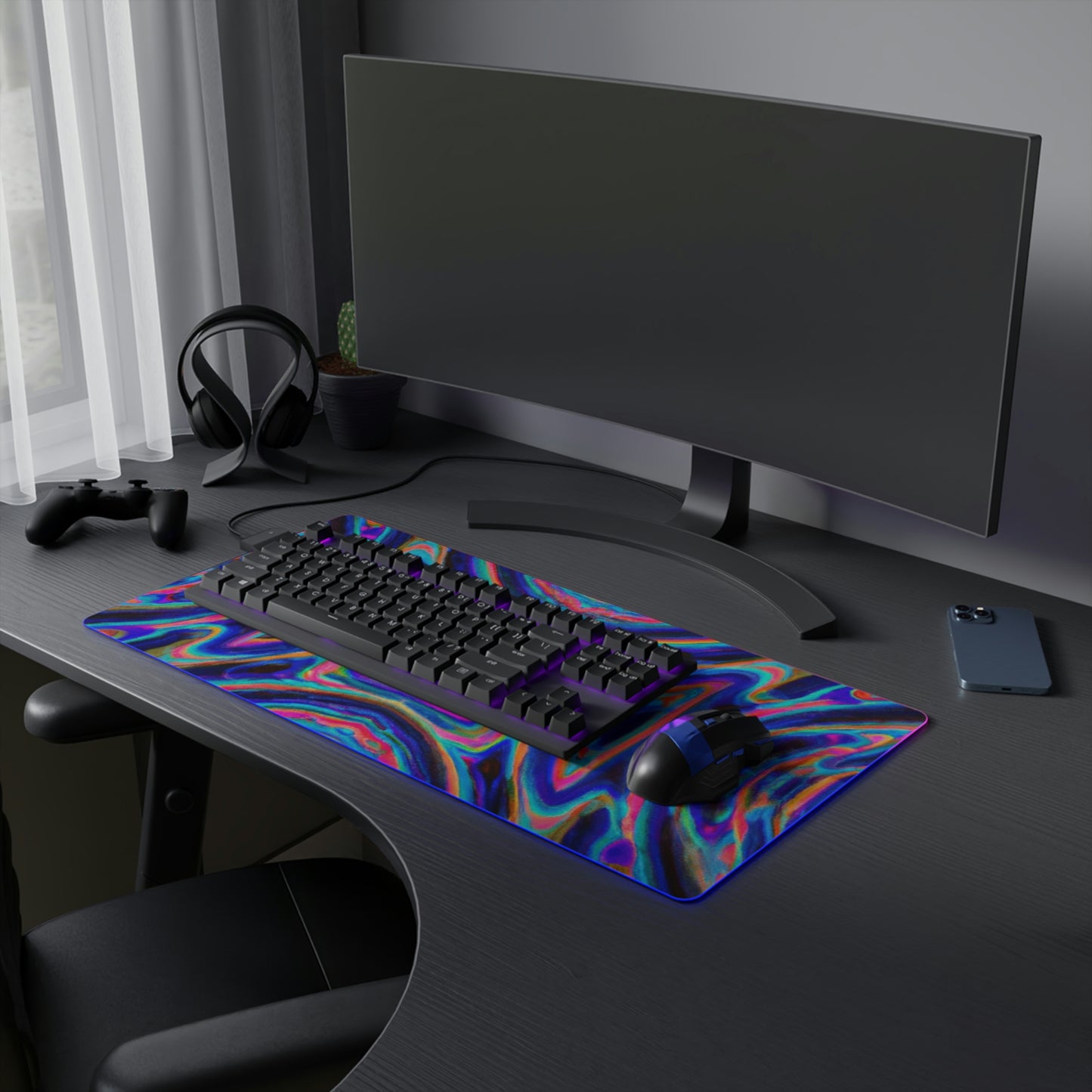 Quazzy McRocketman - Psychedelic Trippy LED Light Up Gaming Mouse Pad