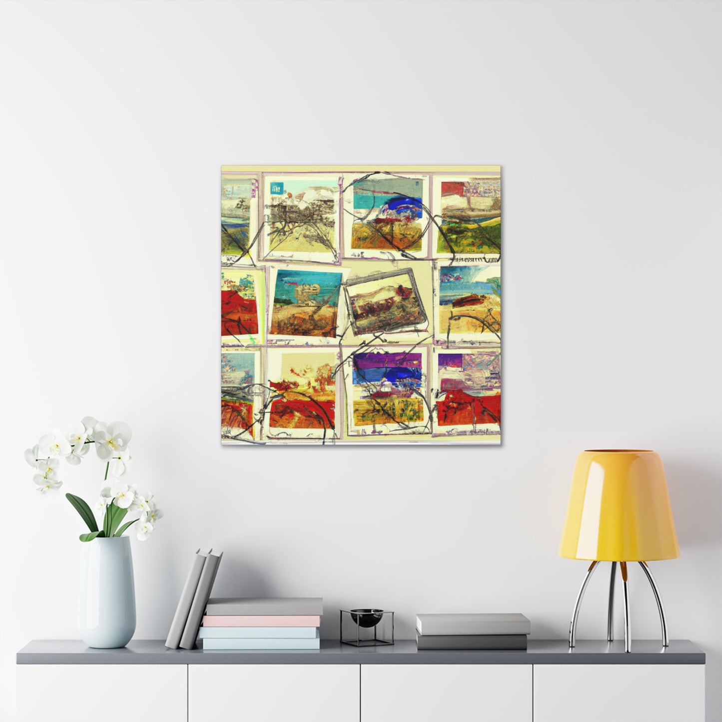 International Art Series - Postage Stamp Collector Canvas Wall Art